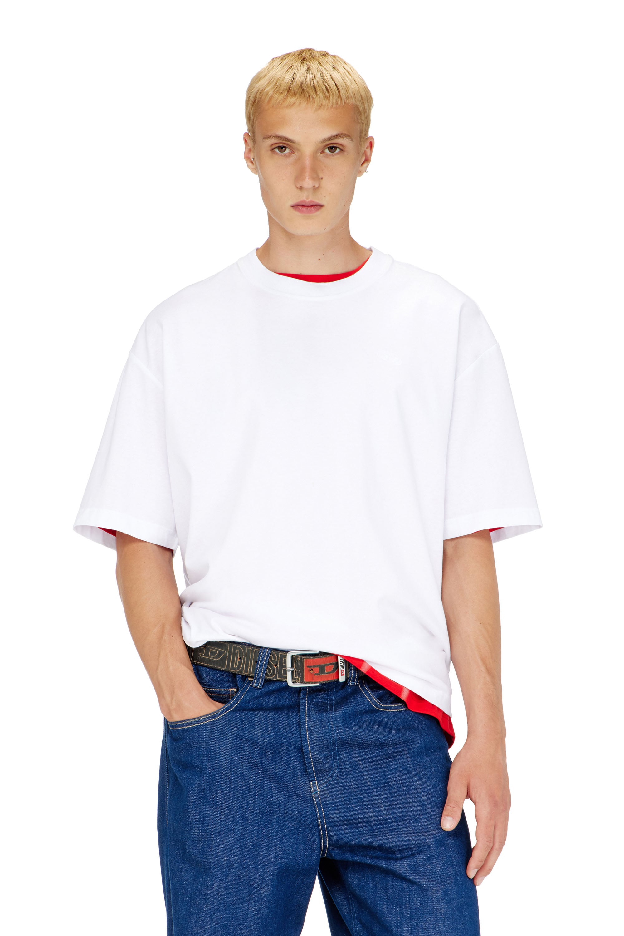 Diesel - T-BOGGY-MEGOVAL-D, Man's T-shirt with maxi oval D embroidery in White - 1
