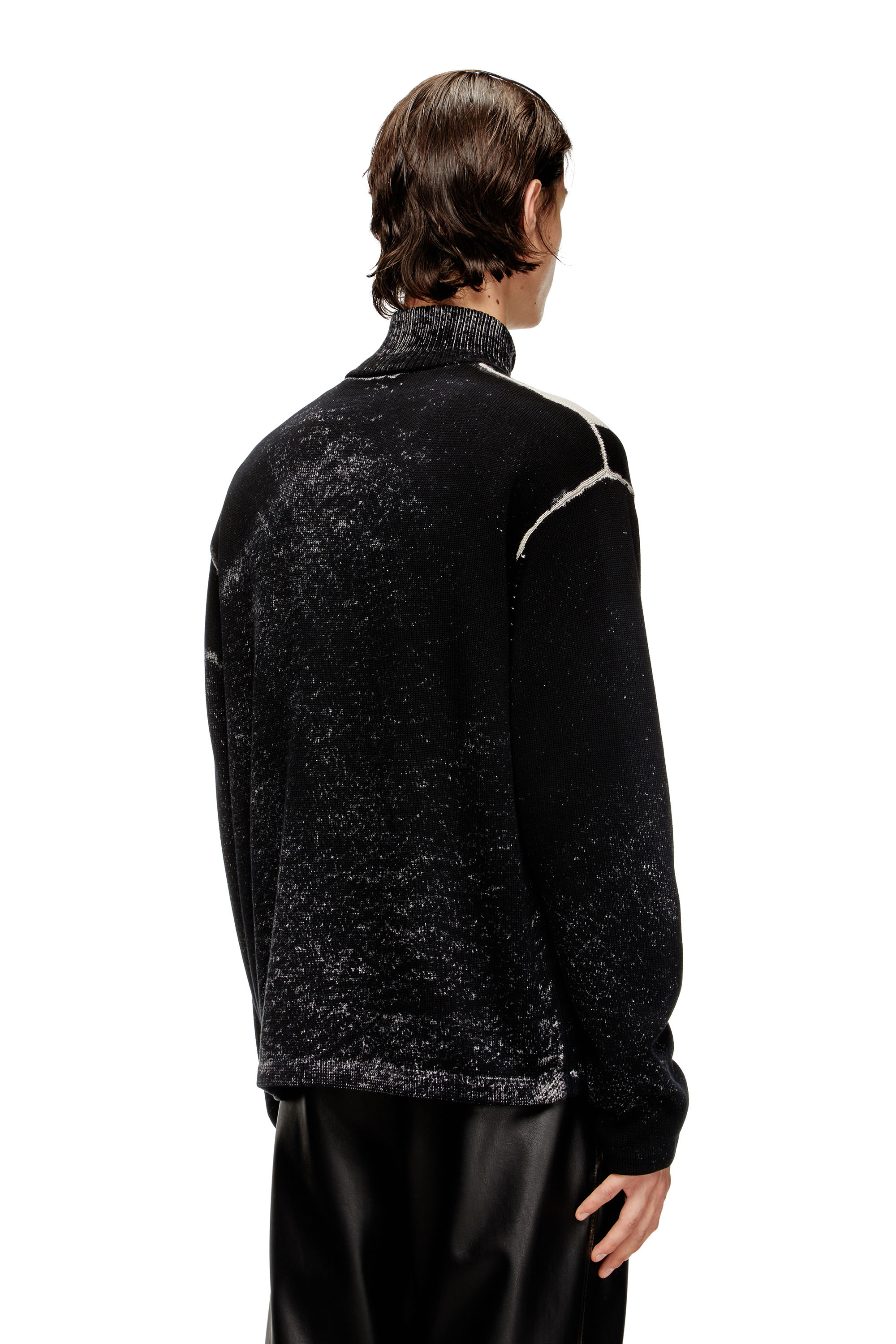 Diesel - K-OLIBA-JKT, Man's Inside-print striped zipped cardigan in Black/White - 5