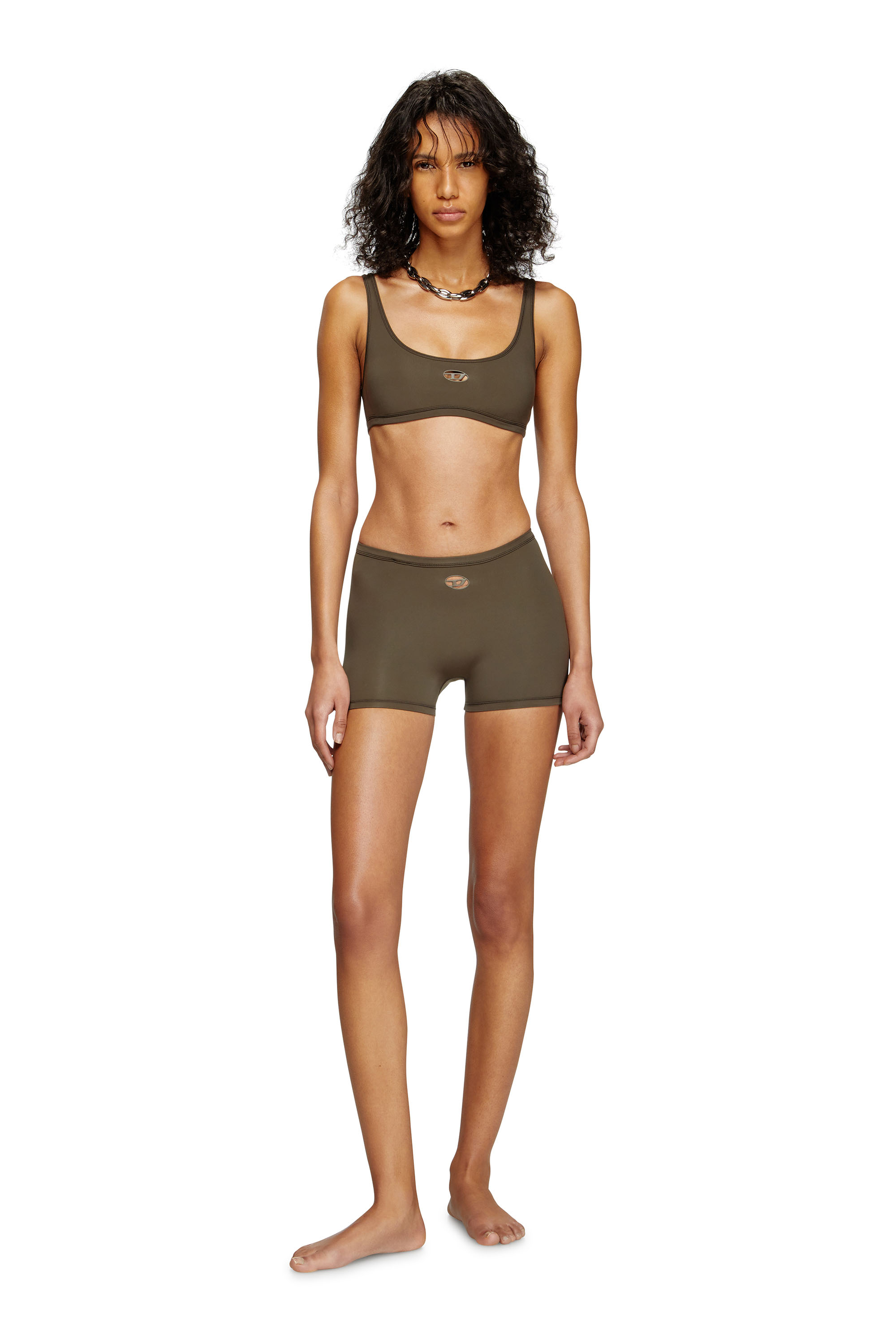 Diesel - CHELSEA-UTLT, Female's Sports bra with cut-out logo in Brown - 2