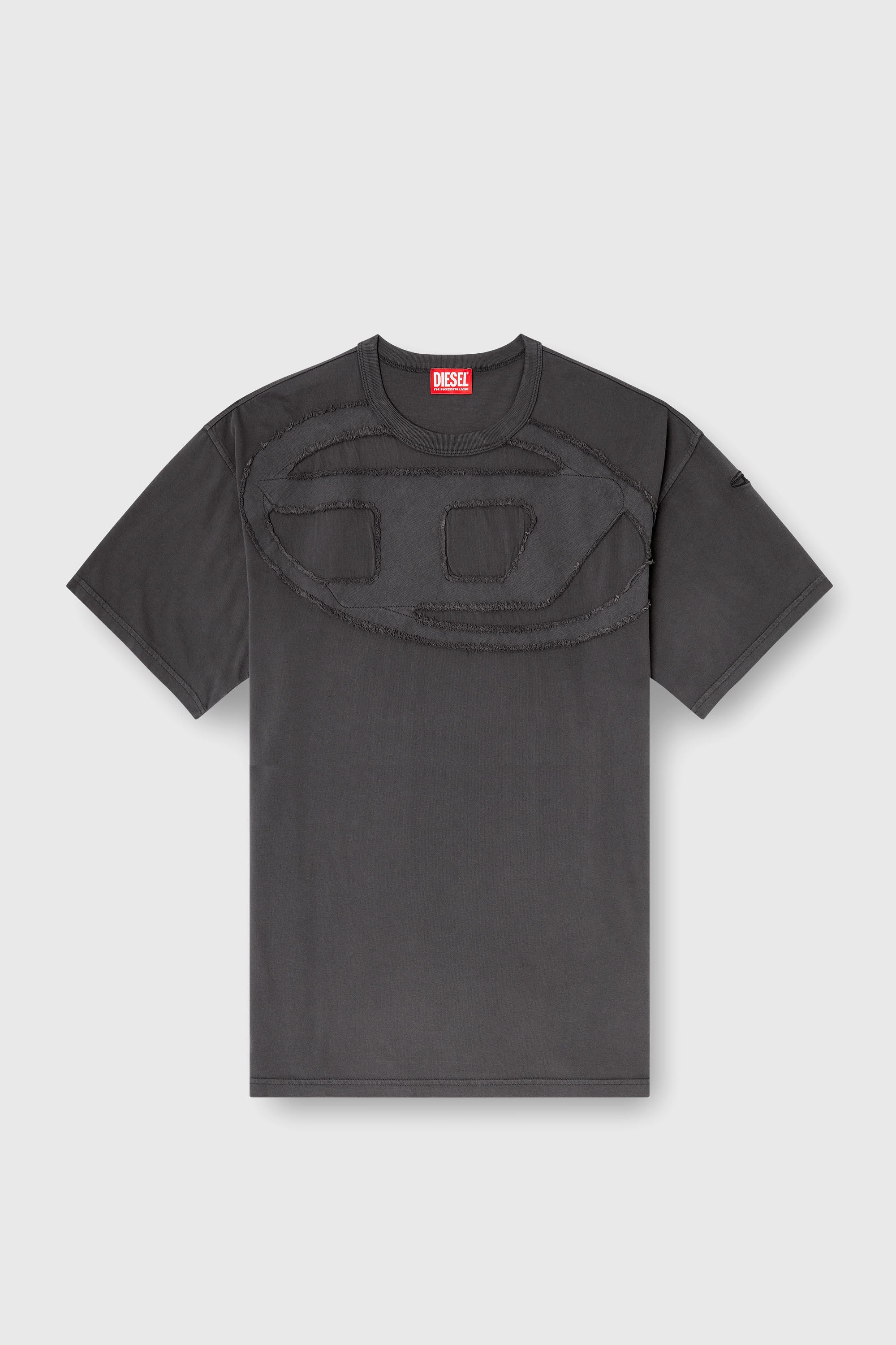 Diesel - T-BOXT-DEN, Man's Relaxed cotton T-shirt with Oval D applique in Grey - 2