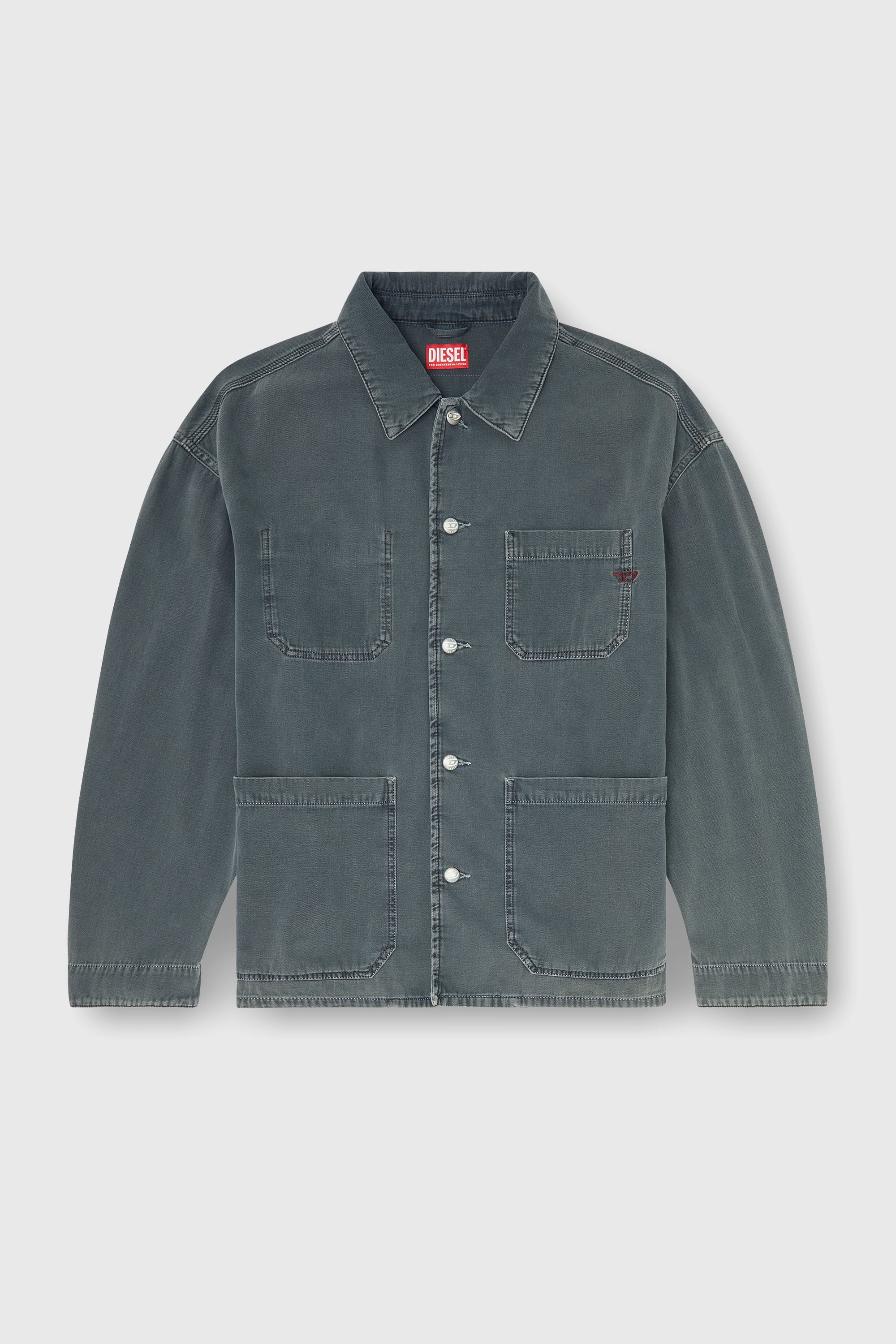 Diesel - D-STACK-U, Veste style utility en denim color&eacute; Mixte in Gris - 2