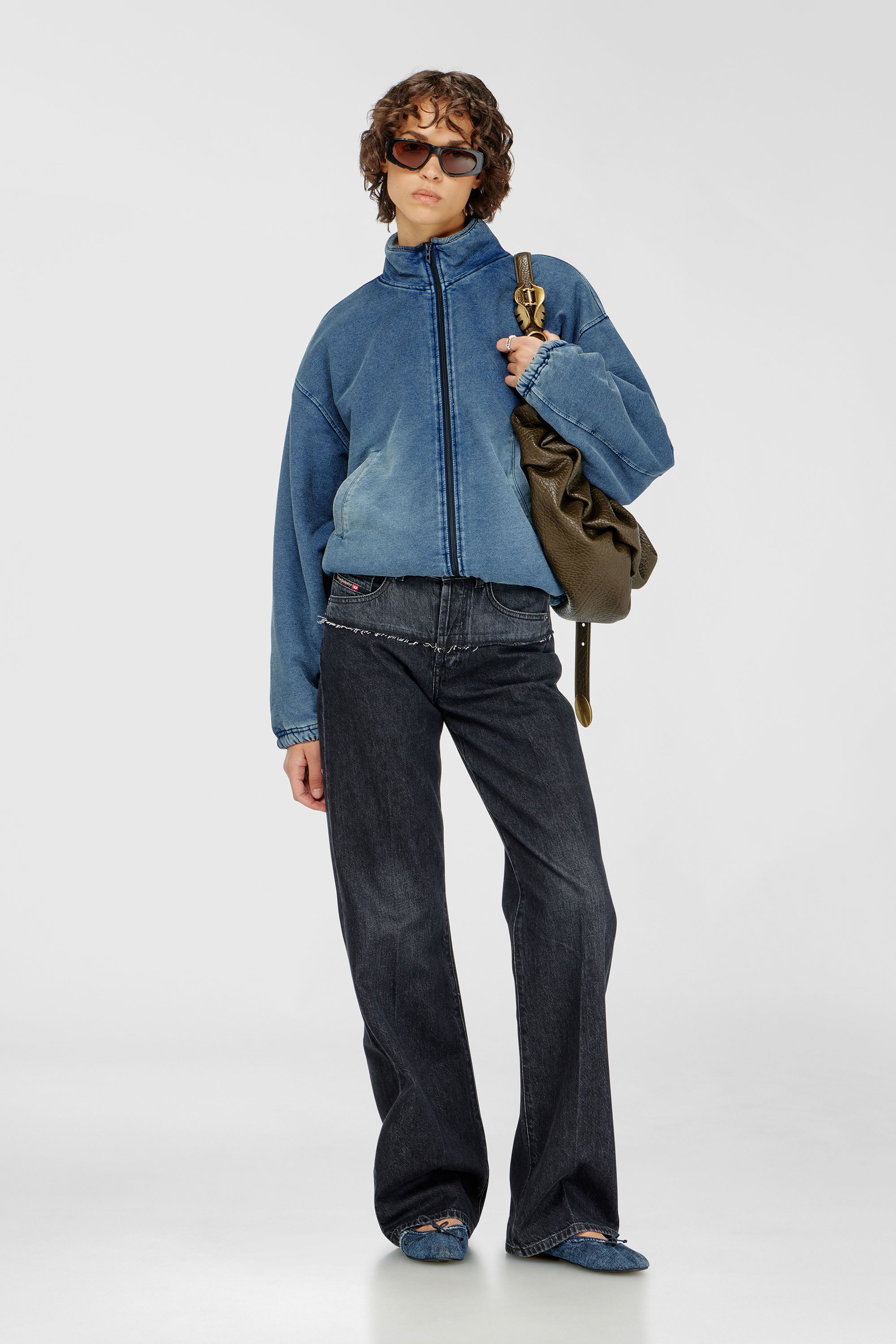 Chaqueta de felpa con efecto denim