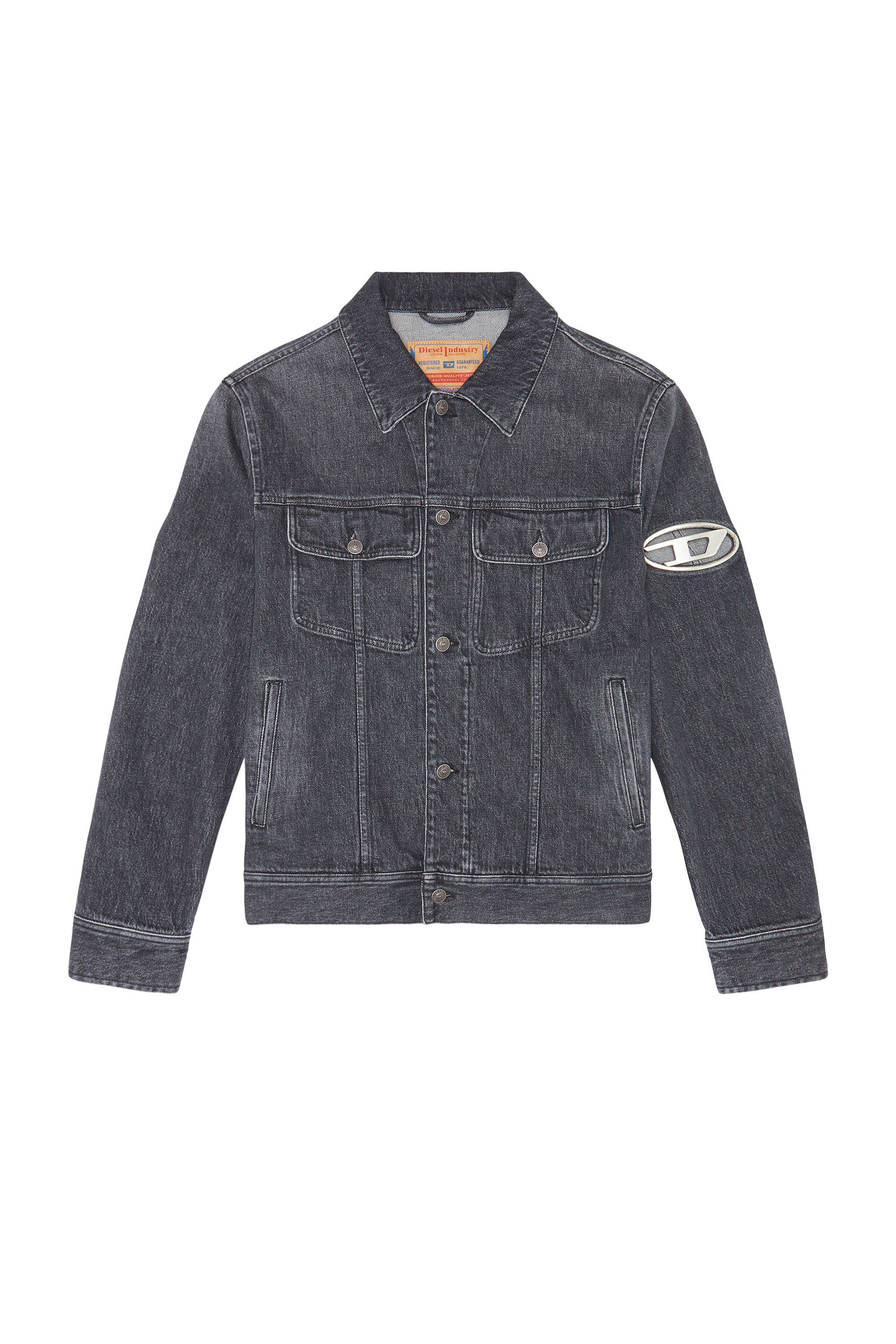Diesel - D-BARCY-FSC, Man's Regular-fit trucker jacket with plaque in Black - 2