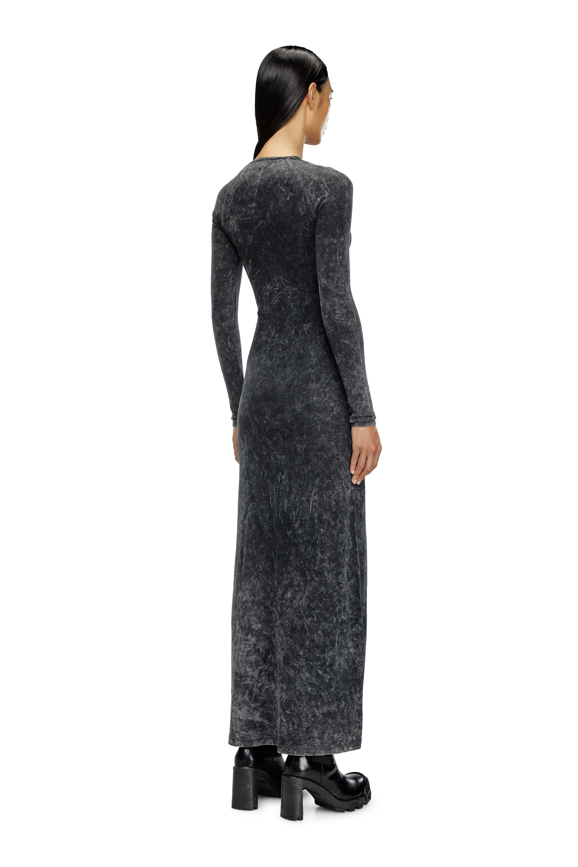 Diesel - D-MARINEL, Robe longue effet marbré Femme in Noir - 3