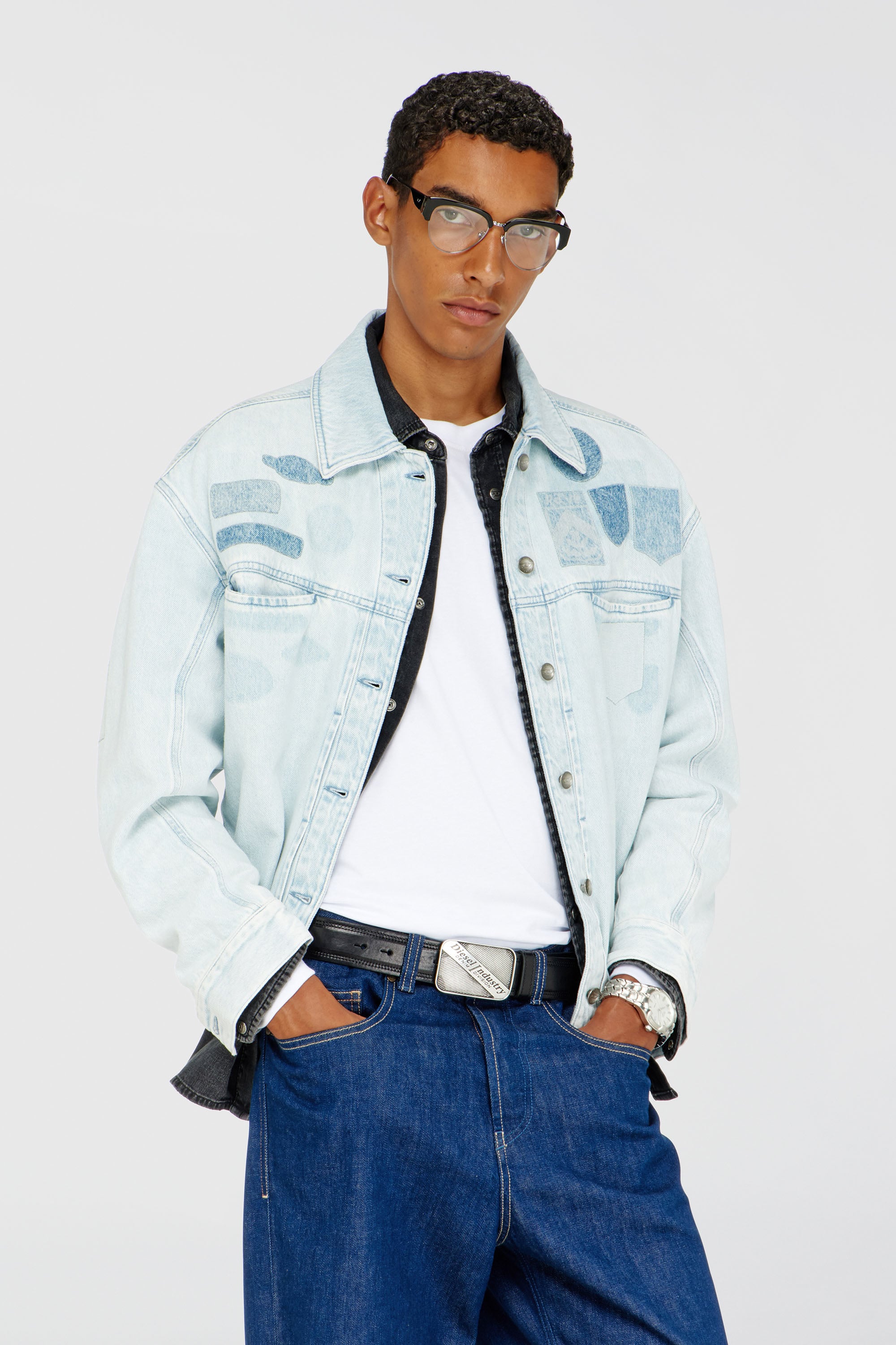Diesel - D-RYMAVO-S, Chemise en denim effet patch Mixte in Bleu - 1