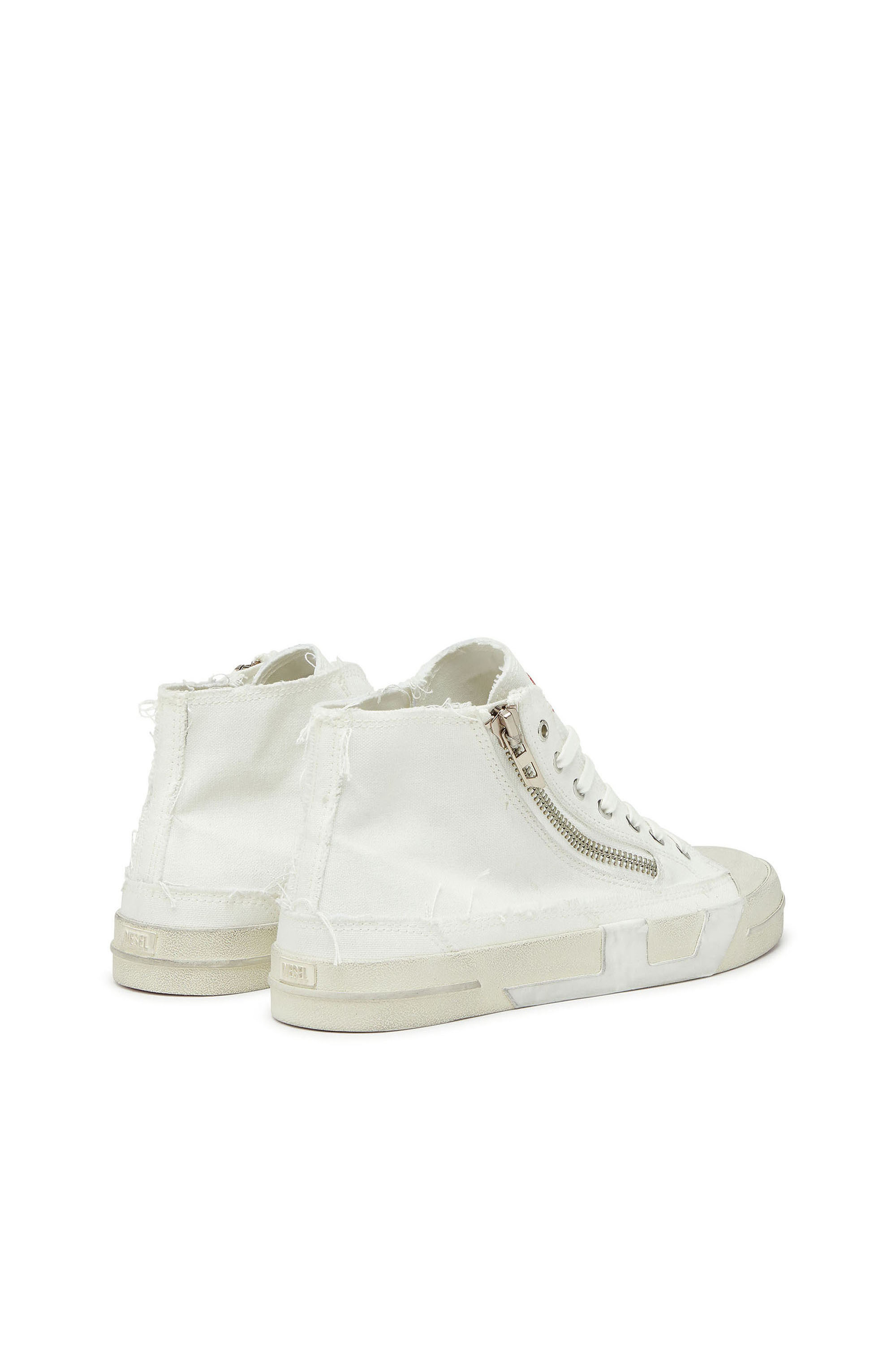 Diesel - S-D-VERSE ZIP MID II, Male's S-D-Verse -  Sneakers in frayed canvas with D logo in White - 3