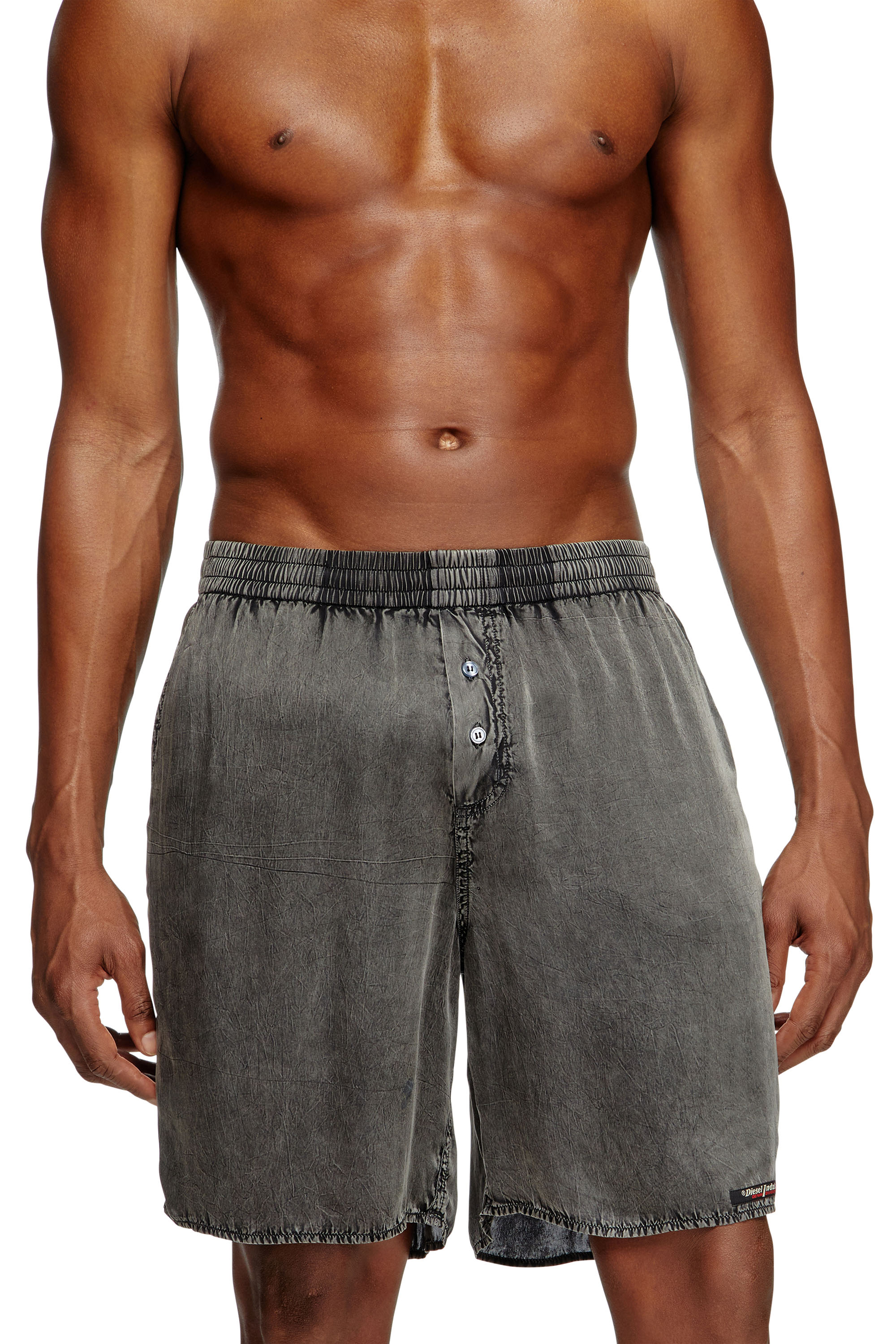 Diesel - SILVO-DNM, Boxer extra-long avec effet denim Homme in Gris - 1