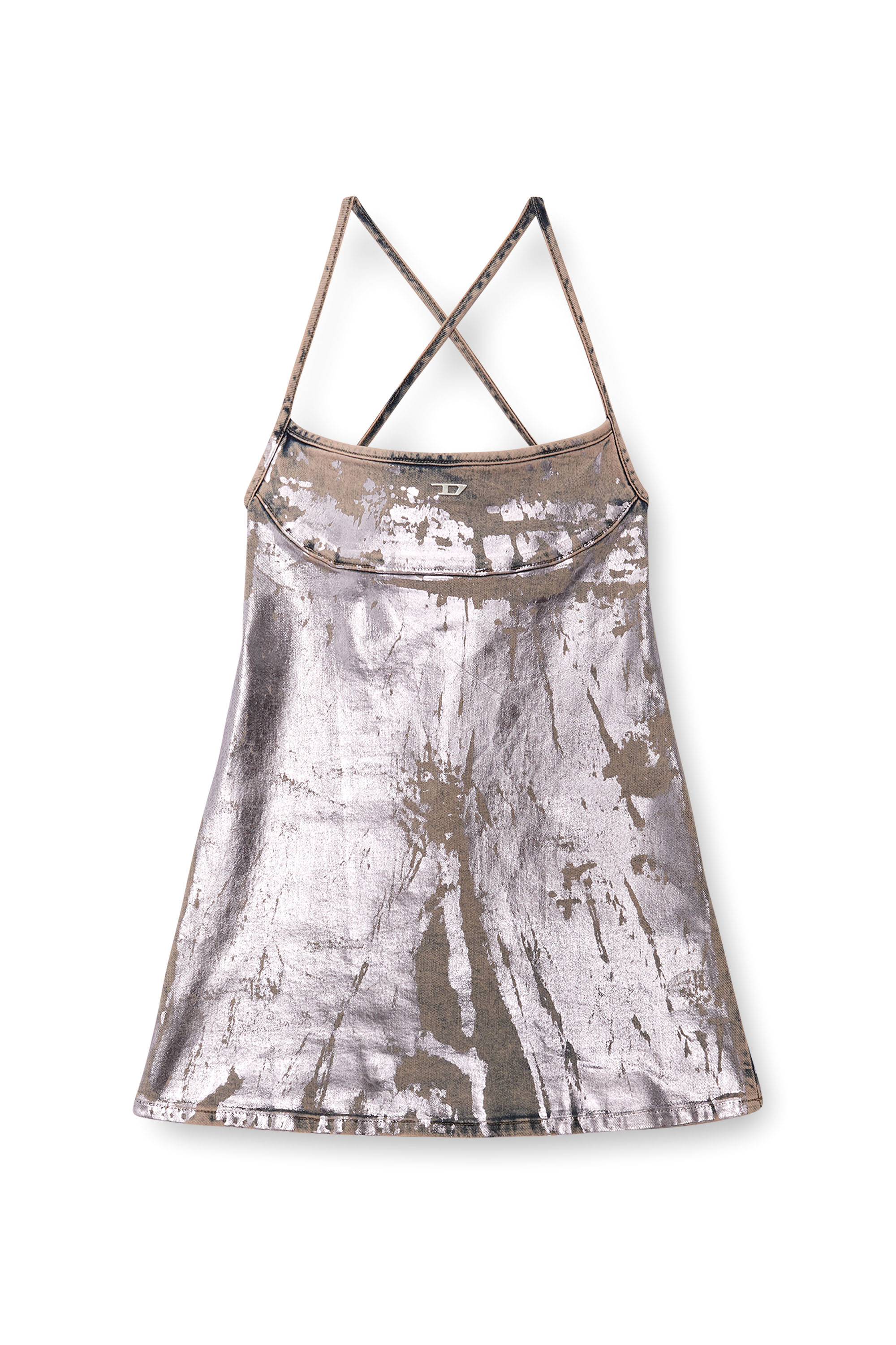 Diesel - DE-HELD-SHORT-S, Female's Strappy mini dress in pop-colour denim in Pink - 2