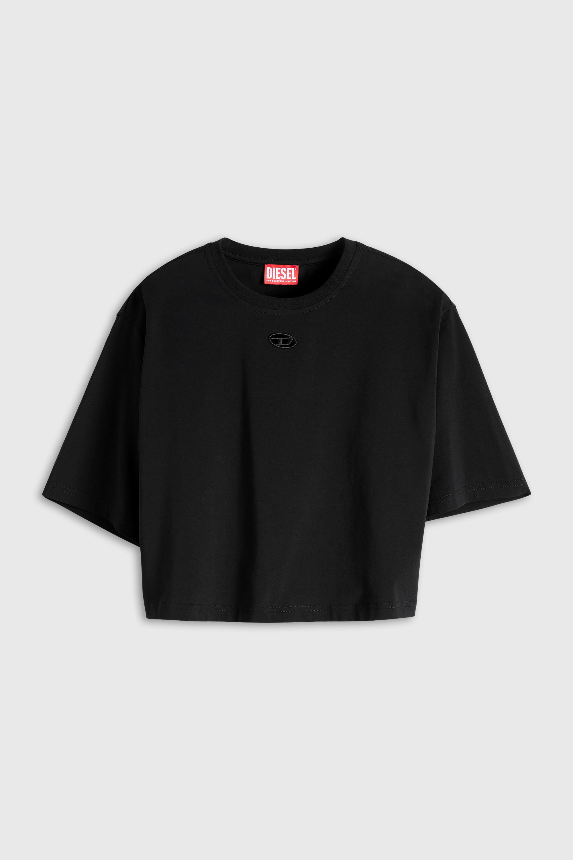 Diesel - T-CORT-OD, Woman's T-shirt with cut-out embroidered logo in Black - 2