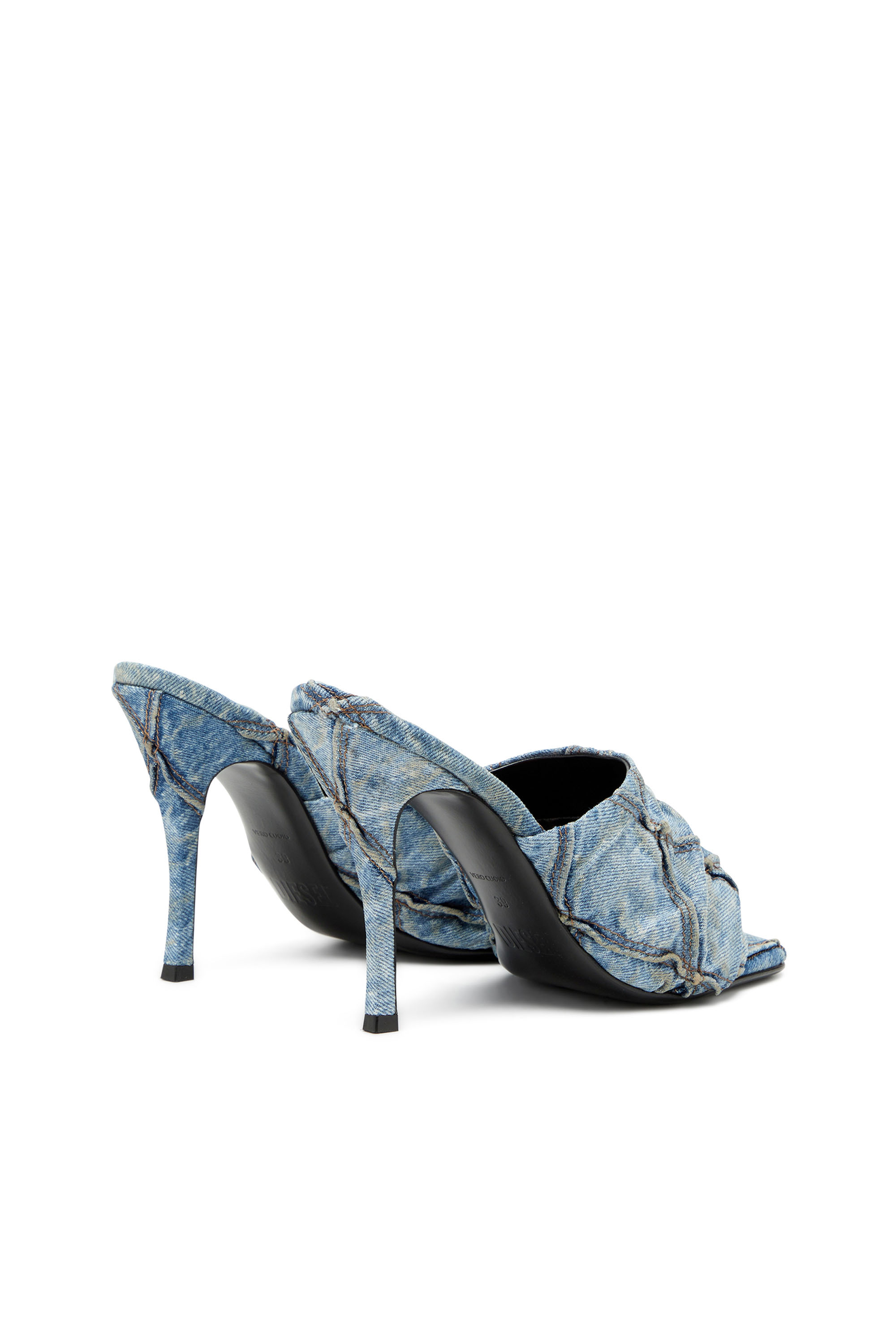 Diesel - D-SYDNEY SDL, D-Sydney-Sandales mules avec bande en denim matelassée Femme in Bleu - 4