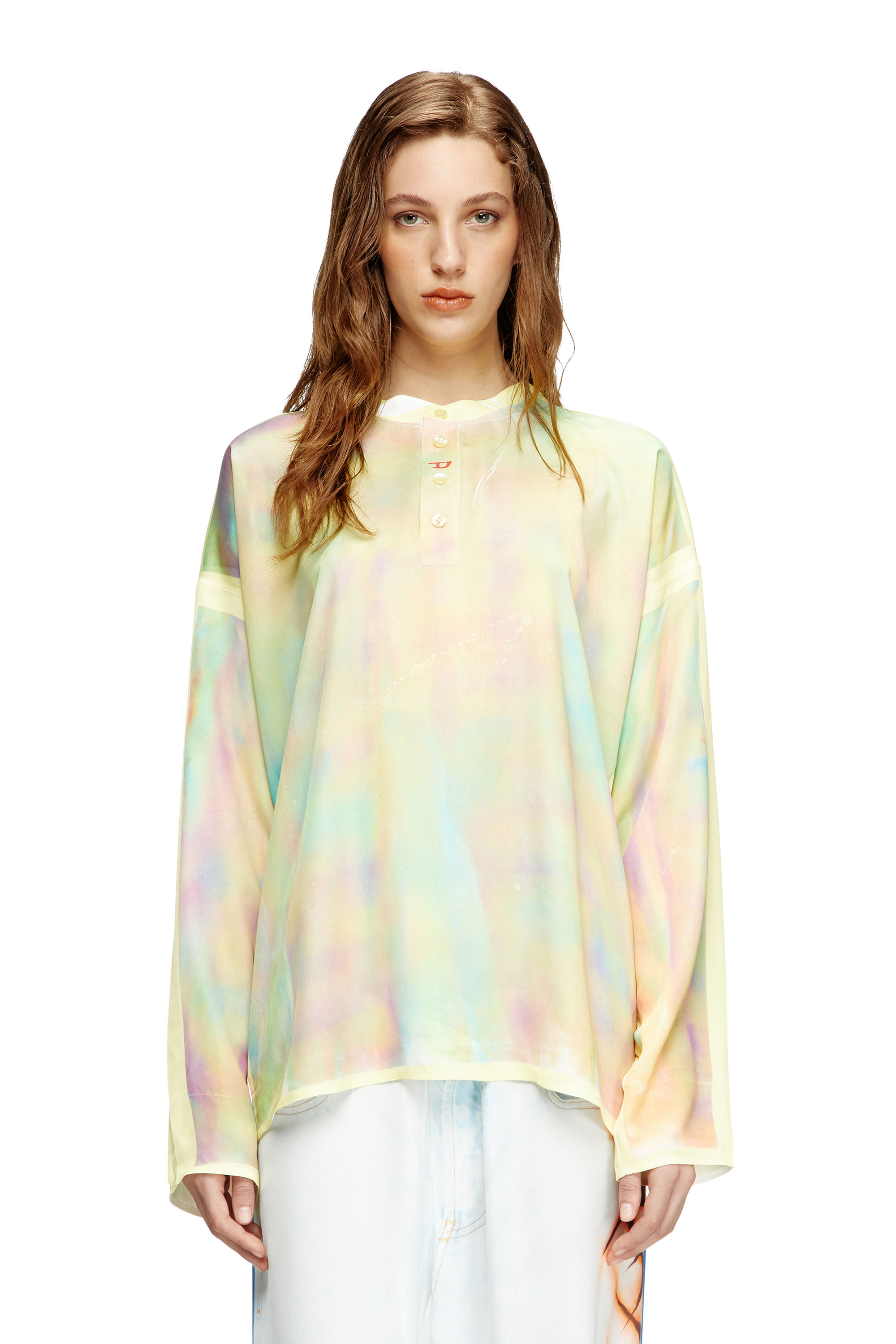 Diesel - T-OLAVI-A-SER-GRAFFITI-CHI, Unisex's Henley top with graffiti print in Yellow - 5