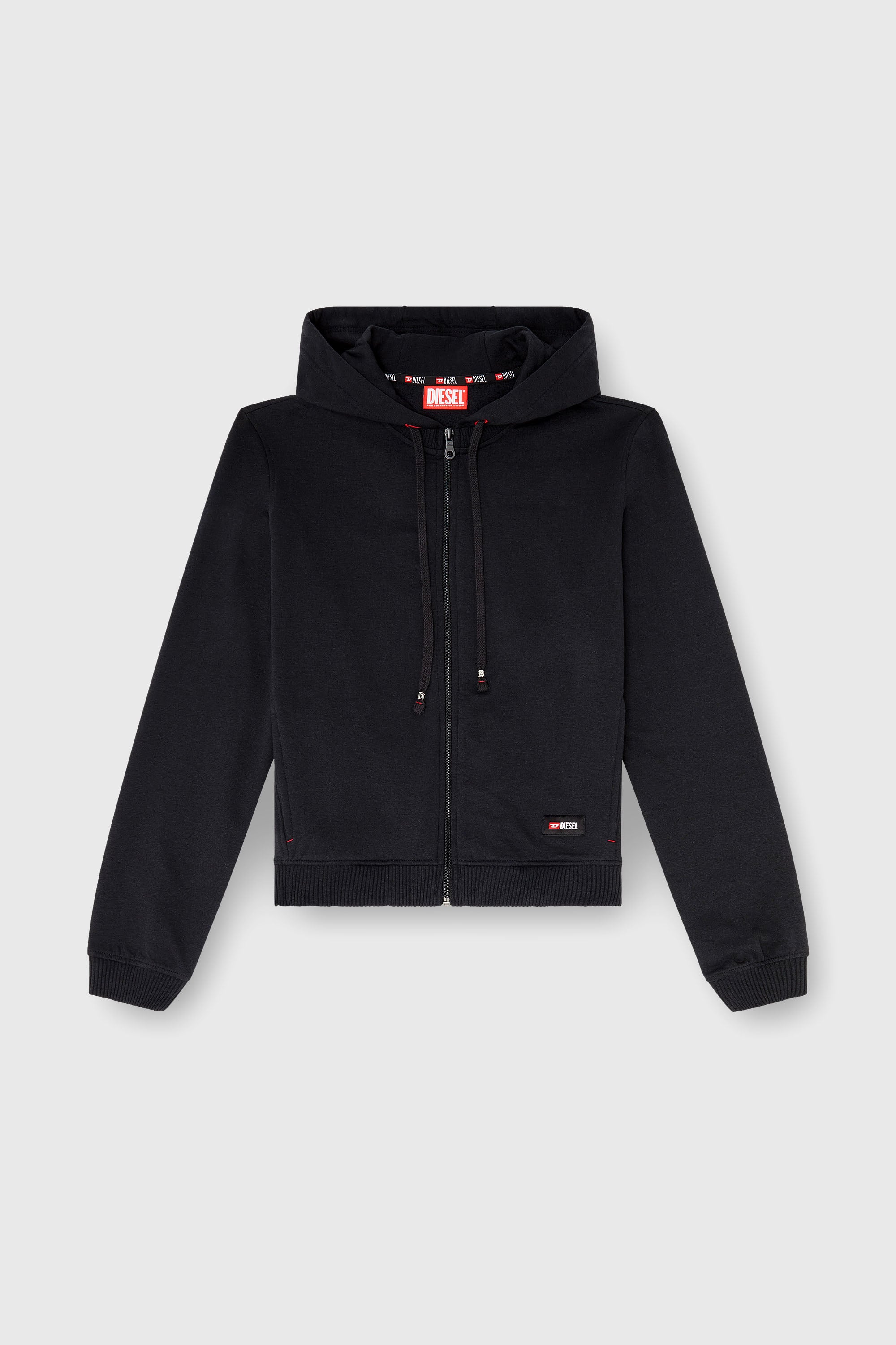 Diesel - HARRIET-D-CORE, Sudadera con capucha en mezcla de algod&oacute;n afelpado Mujer in Negro - 1