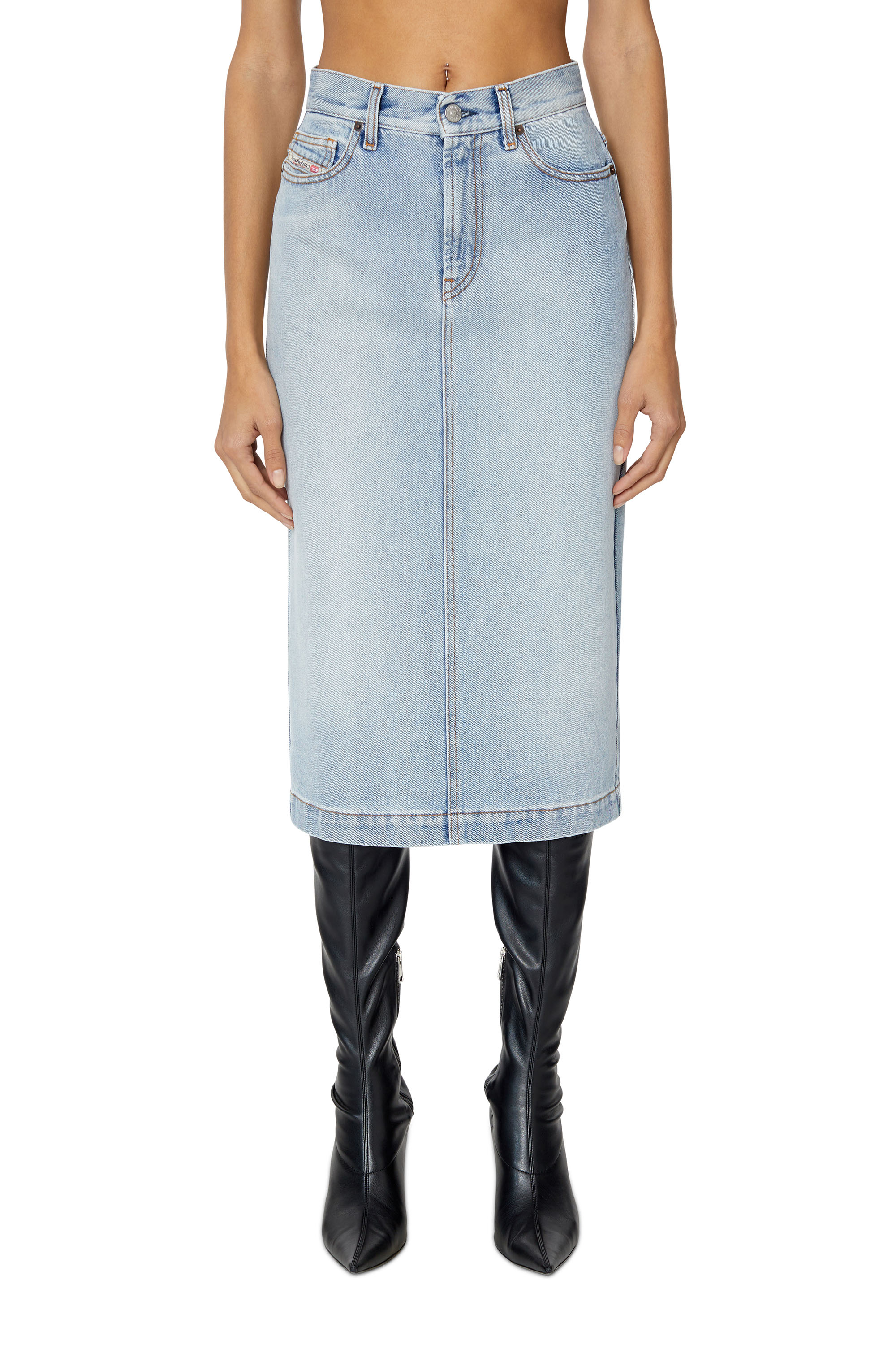 Diesel - DE-RONNY PENCIL SKIRT, Falda l&aacute;piz en denim Mujer in Azul marino - 5