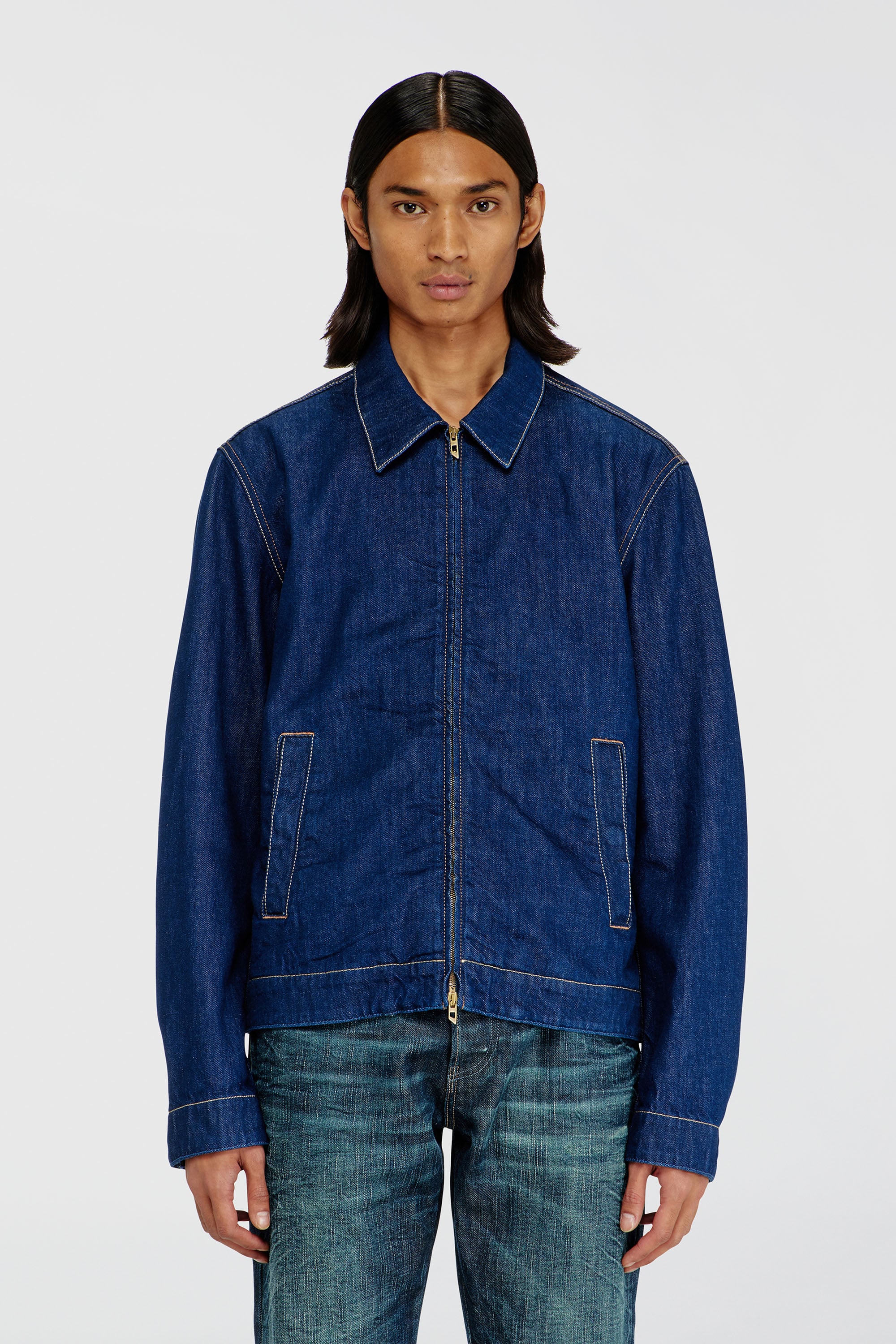 Diesel - D-ROHE, Veste coach en rinse denim Homme in Bleu - 1