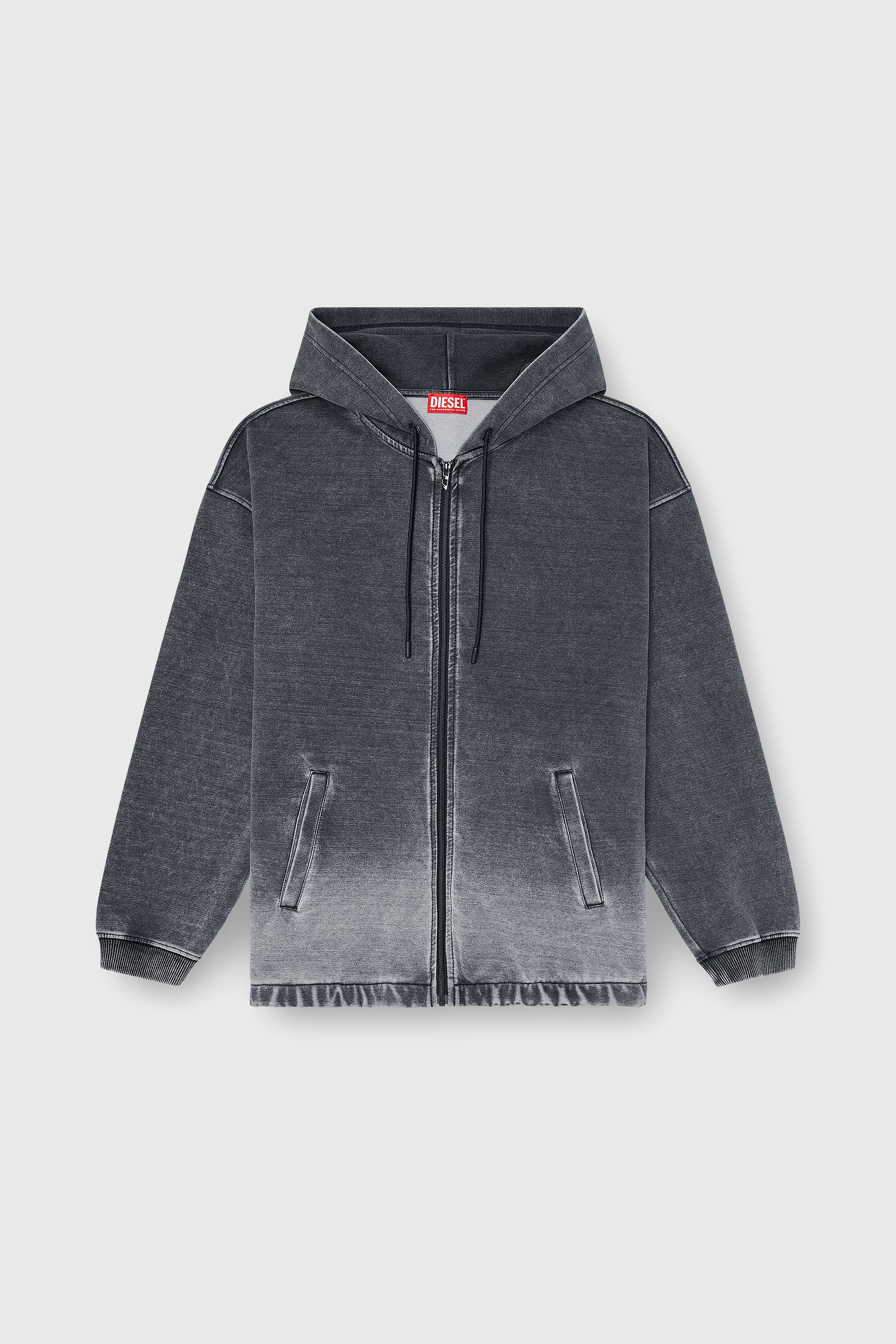 Diesel - S-HERMY-ZIP, Veste &agrave; capuche en scuba effet d&eacute;grad&eacute; Homme in Gris - 2