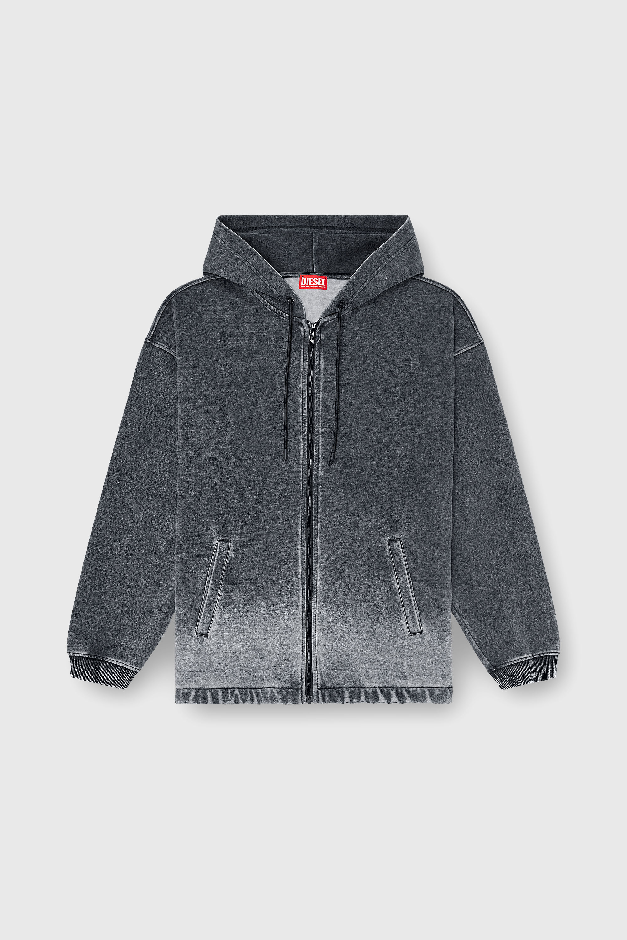 Diesel - S-HERMY-ZIP, Veste &agrave; capuche en scuba effet d&eacute;grad&eacute; Homme in Gris - 2