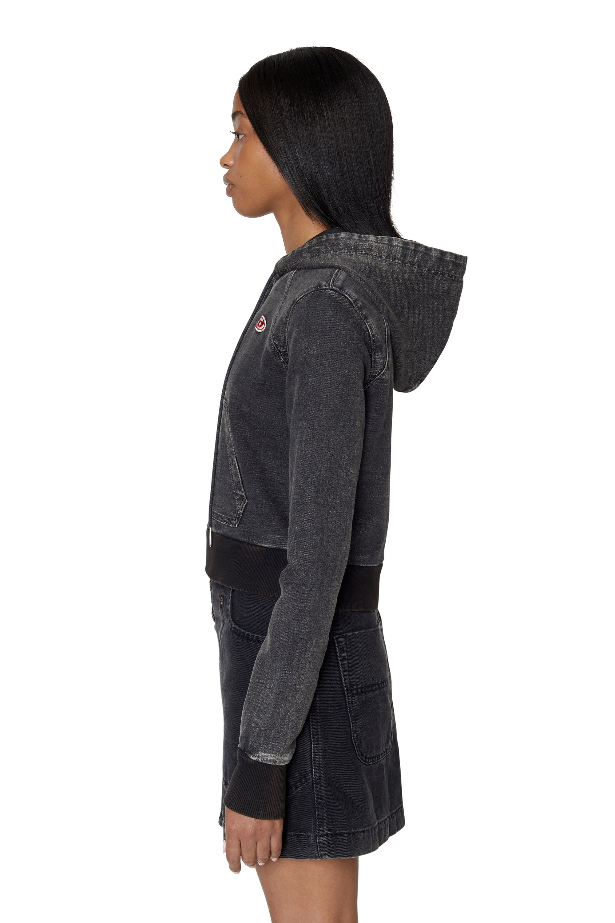 D-ANGY-HOOD-NE Woman: Responsible denim crop hoodie | Diesel Library
