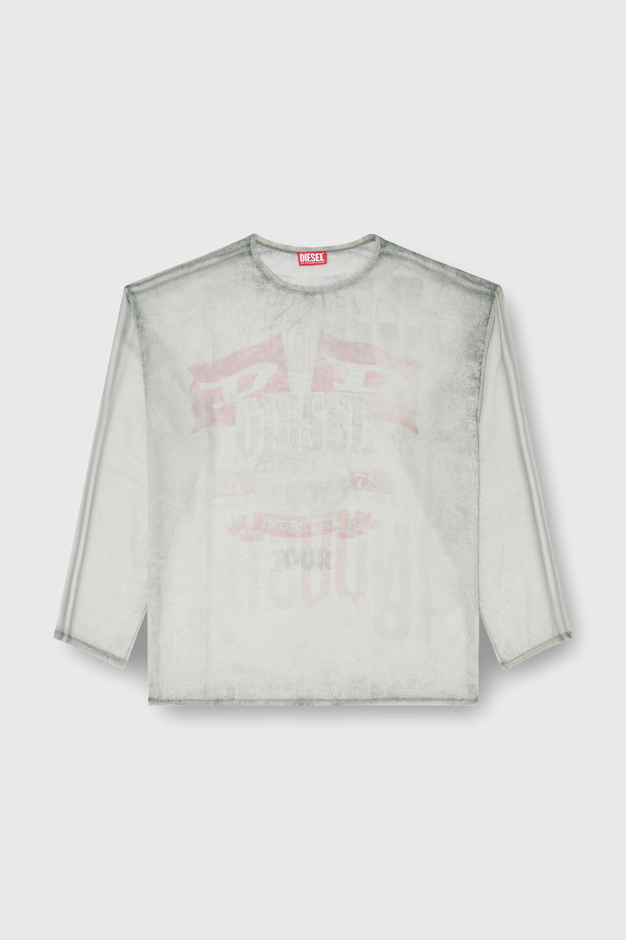 Diesel - T-DOUBLEX-LS, Man's Sheer chiffon top with concert graphics in Light Grey - 2