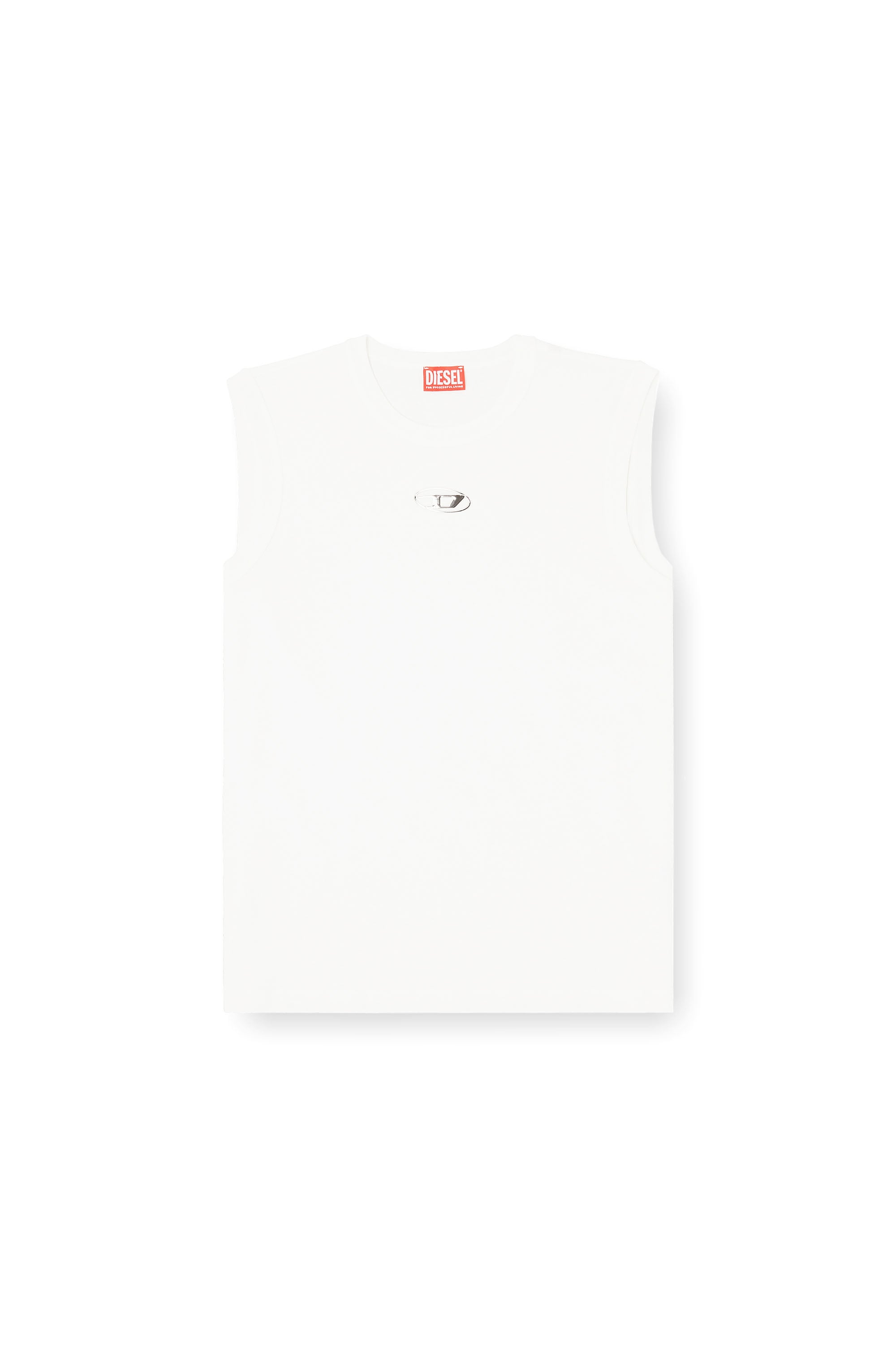 Diesel - T-BISCO-IOD, Man's Cotton tank top with metallic Oval D in White - 3