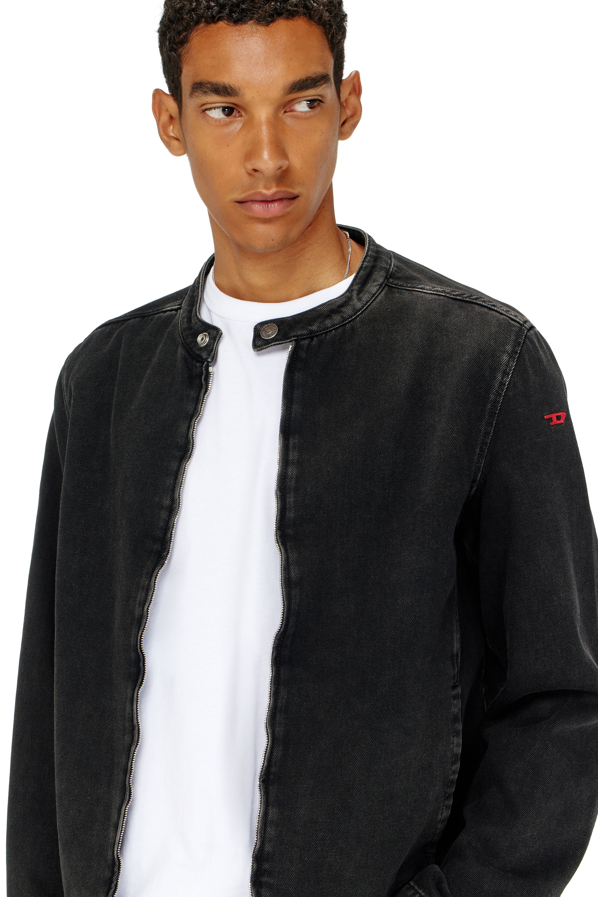 Diesel - D-GLORY, Chaqueta motera en denim de lavado impecable Hombre in Negro - 4