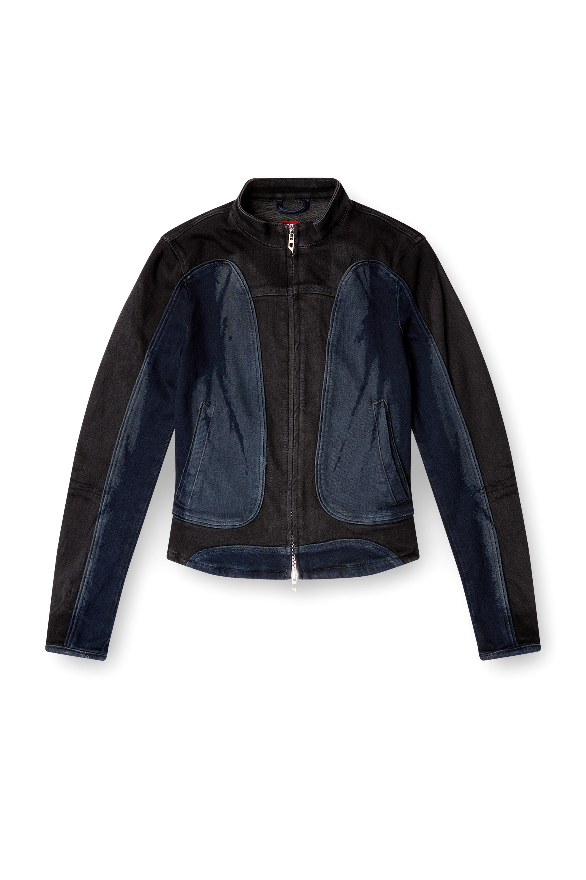 Diesel - DE-MORNY-S, Female's Biker-style jacket in bicolour denim in Black/Blue - 3