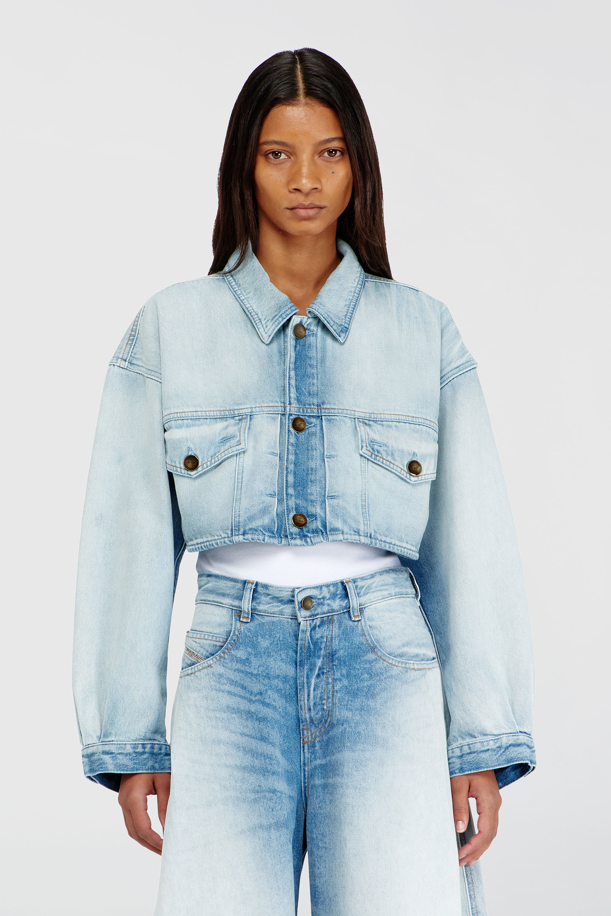 Diesel - DE-MALLEY-S, Chaqueta camionera corta y oversize Mujer in Azul marino - 1