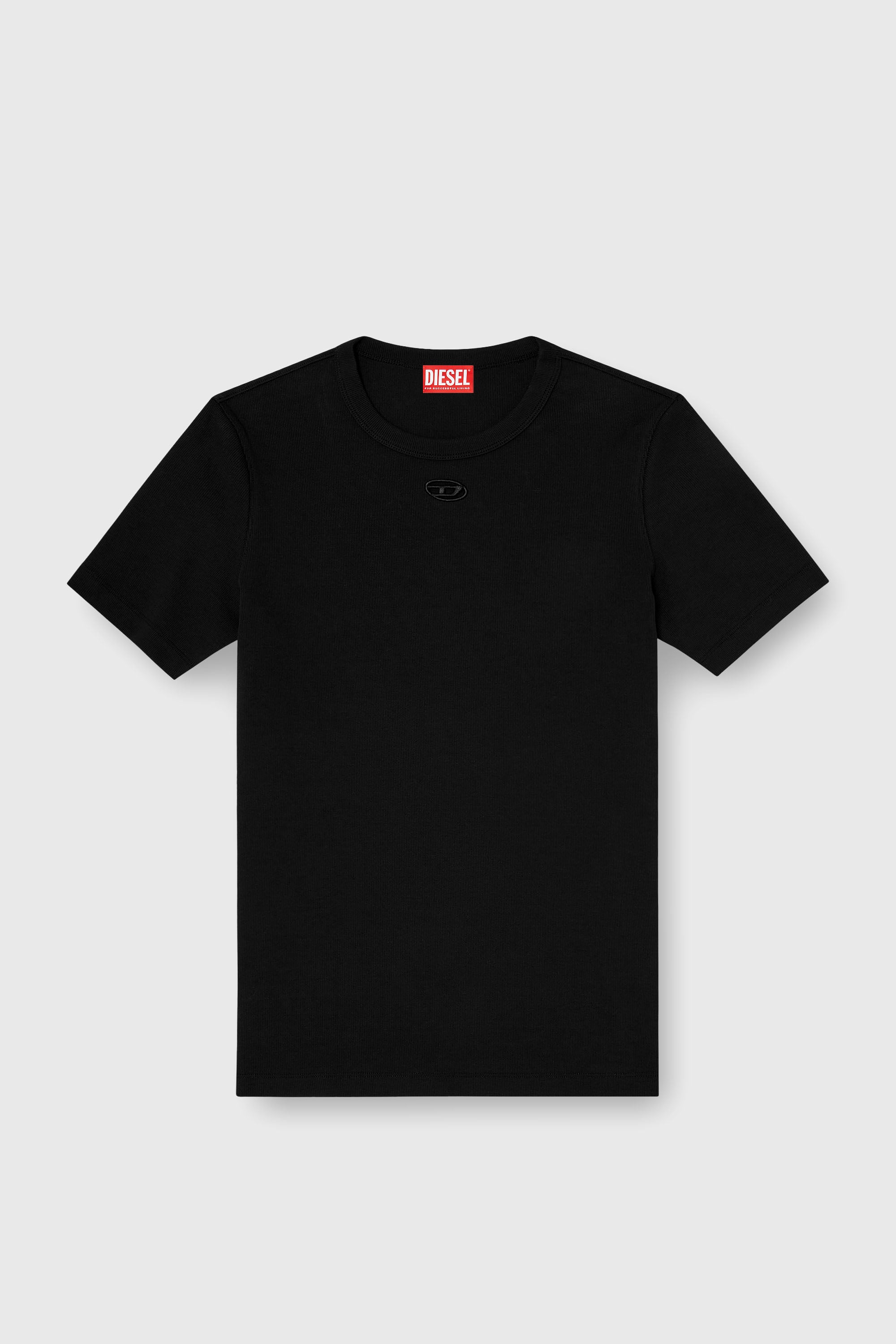 Diesel - T-RIBBER-DCO, Man's Slim short-sleeve top with laser cut Oval D in Black - 2