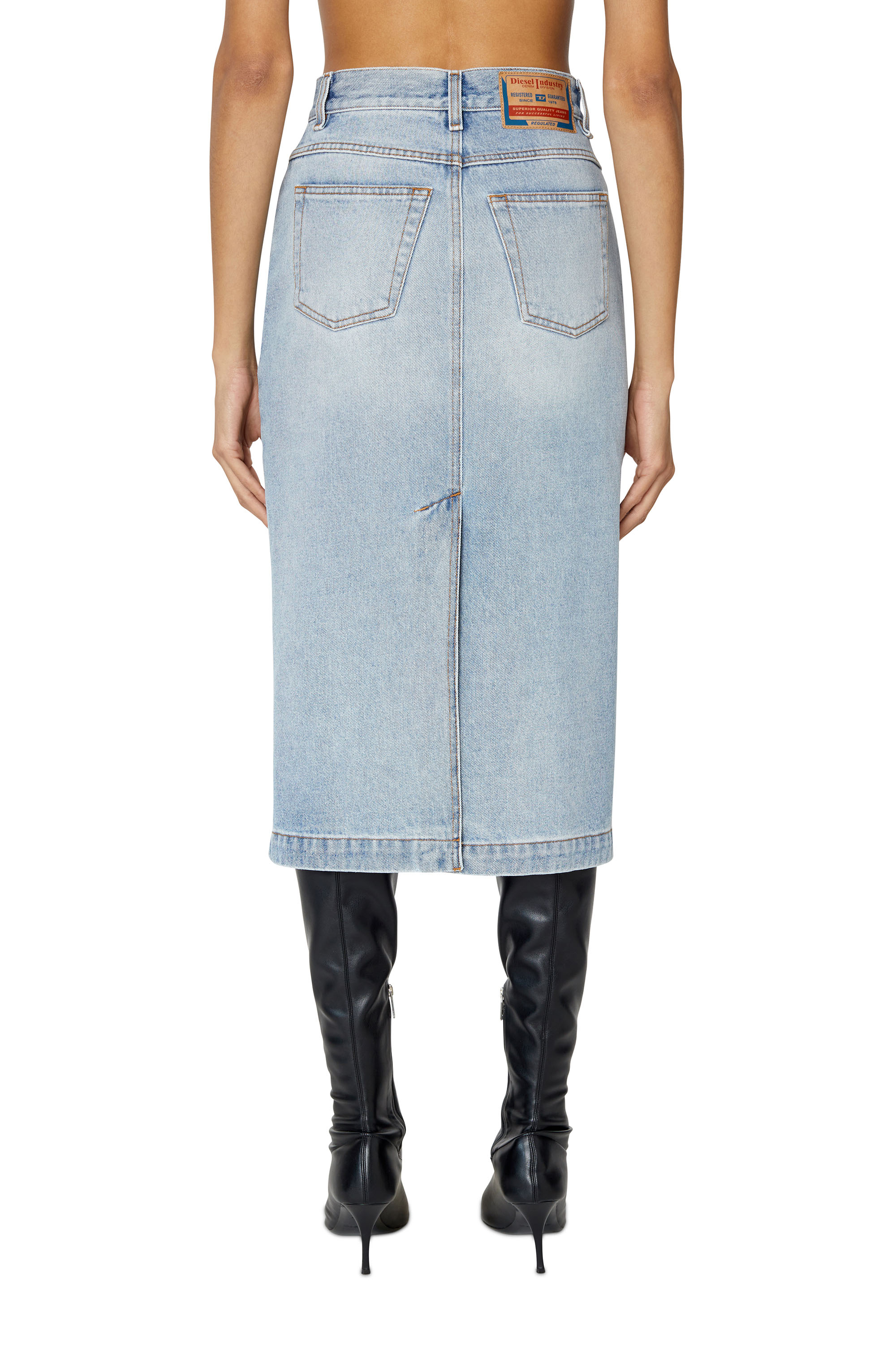 Diesel - DE-RONNY PENCIL SKIRT, Woman's Pencil skirt in denim in Light Blue - 3