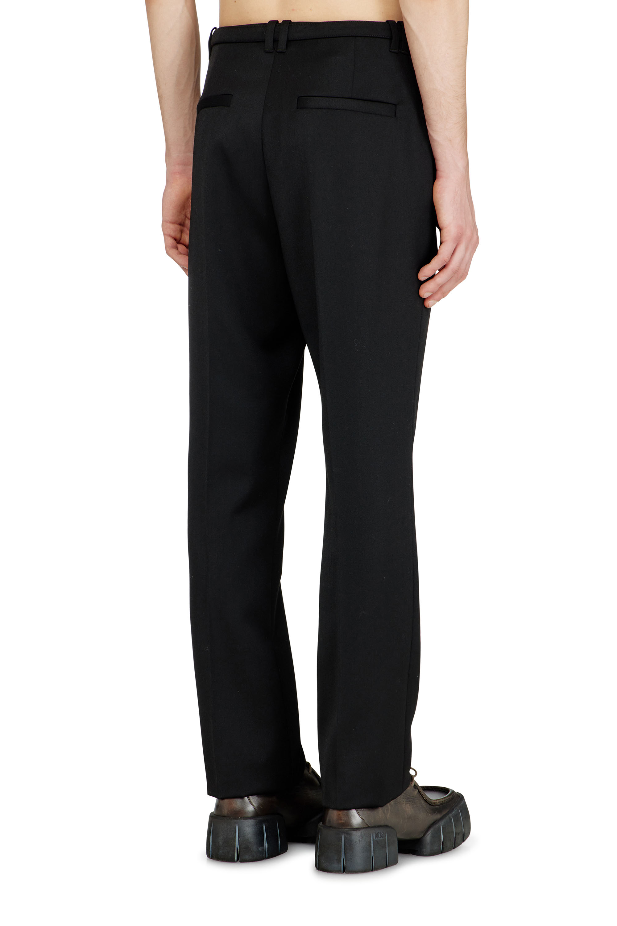 Diesel - P-NEDAR-A, Man's Tailored pants with biker belt strap in Black - 5