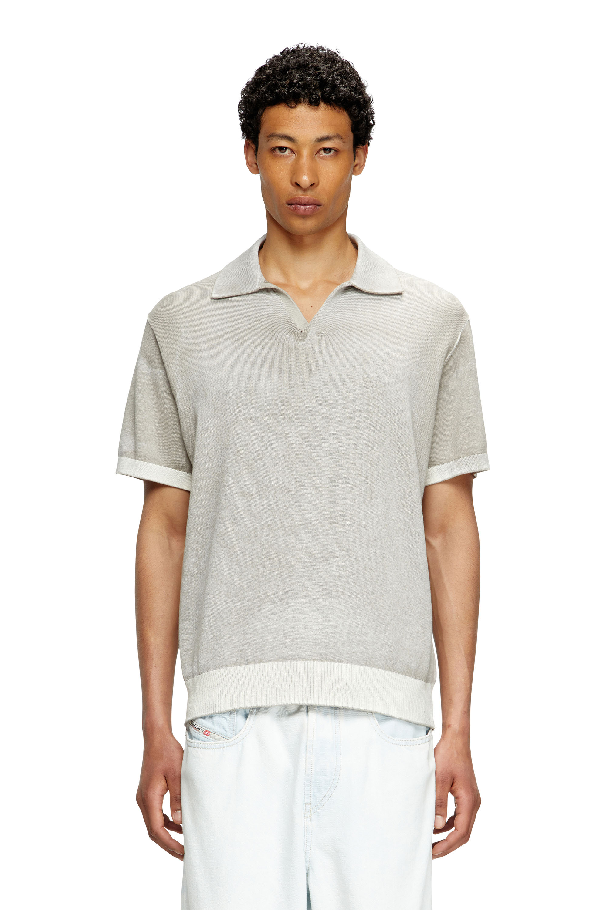 Diesel - K-LORENZO-SS, Male's Reverse-print short-sleeve polo jumper in Grey - 3