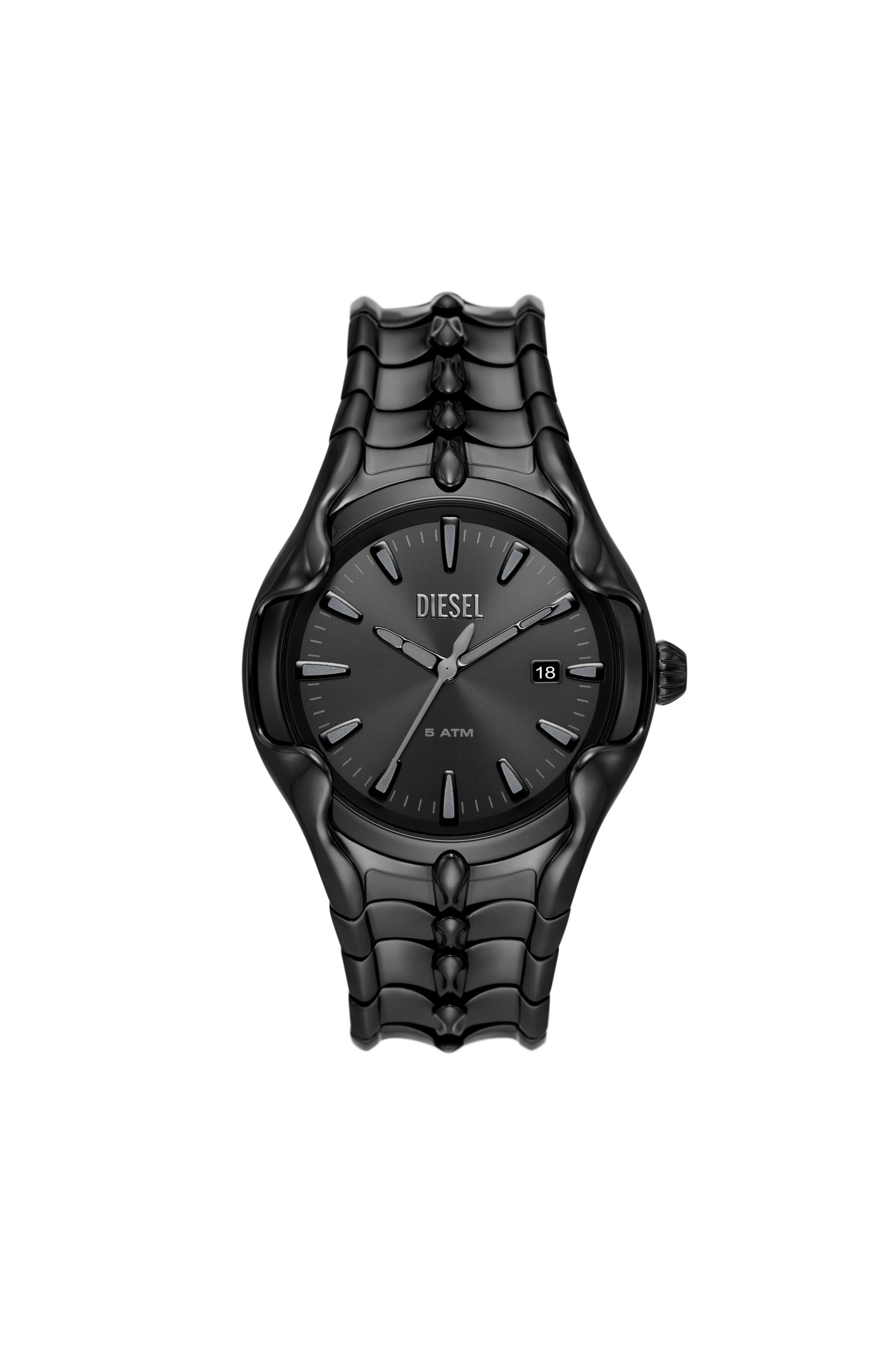 Diesel - DZ2187, Male's Vert Three-Hand Date Black Stainless Steel Watch in Black - 1