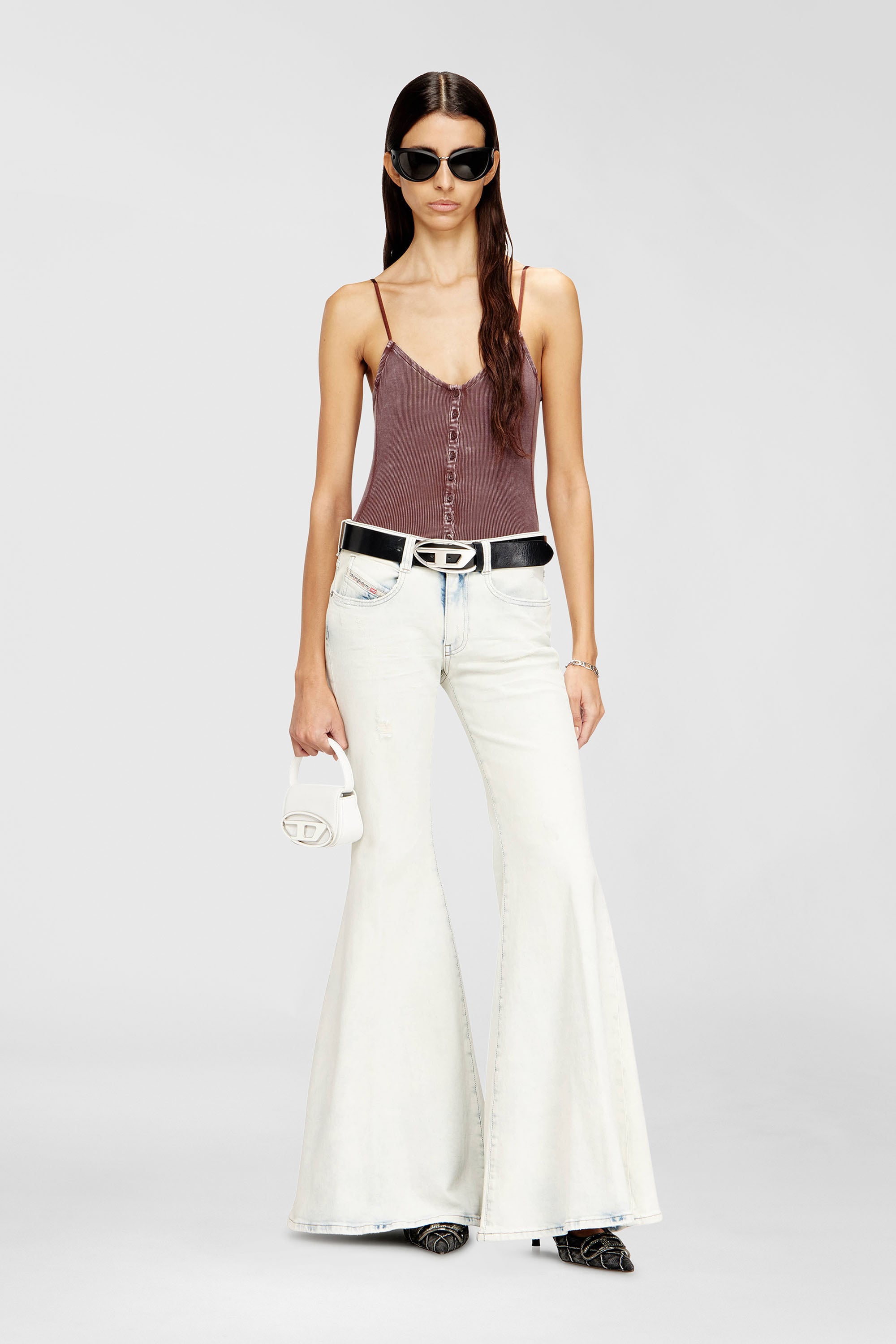 Diesel - 1DR XS, 1DR XS-Minibolso ic&oacute;nico con placa D logo Mujer in Blanco - 1