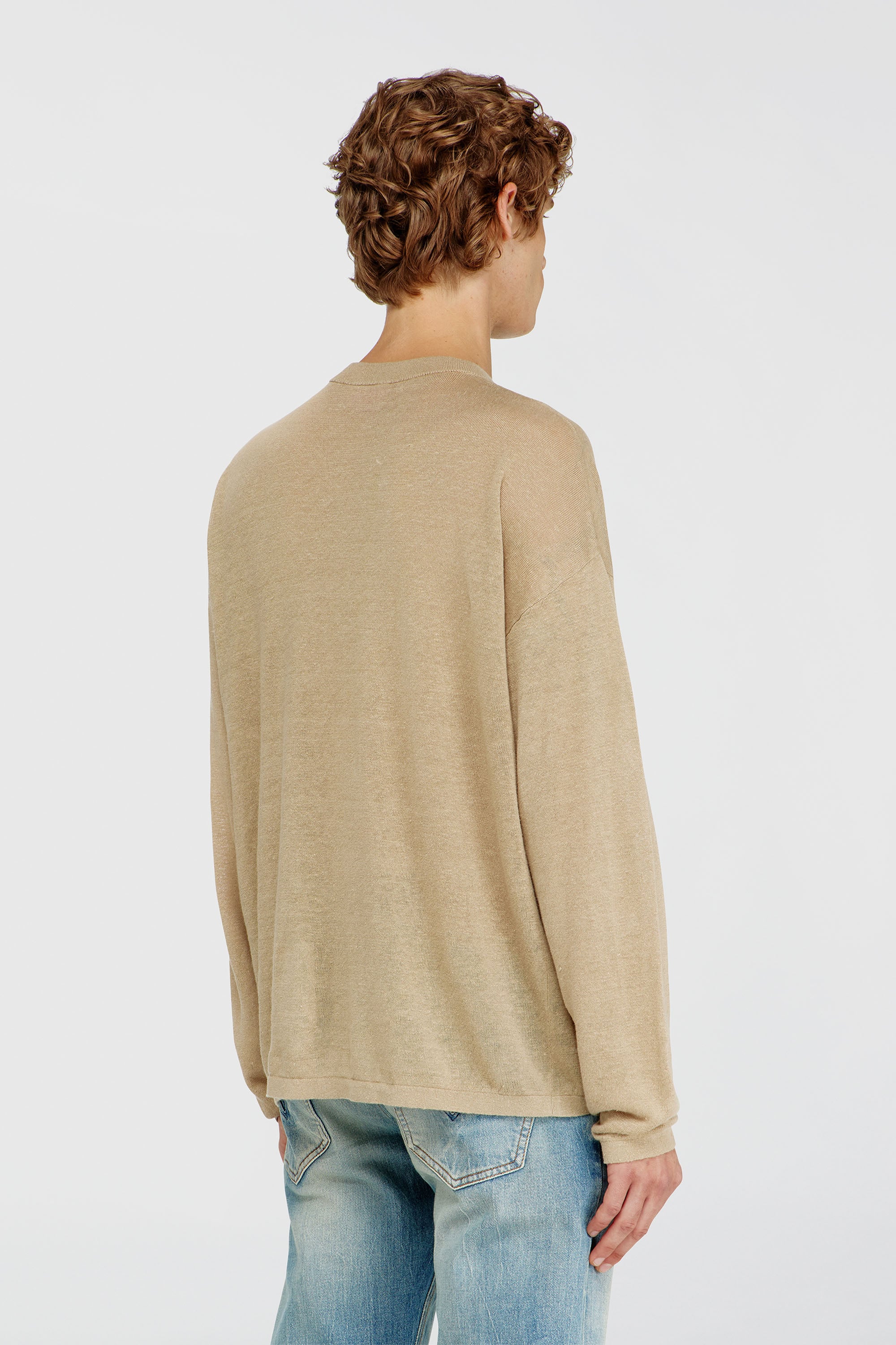 Diesel - K-ARMINS, Male's Linen jumper with faded Phoenix print in Beige - 4