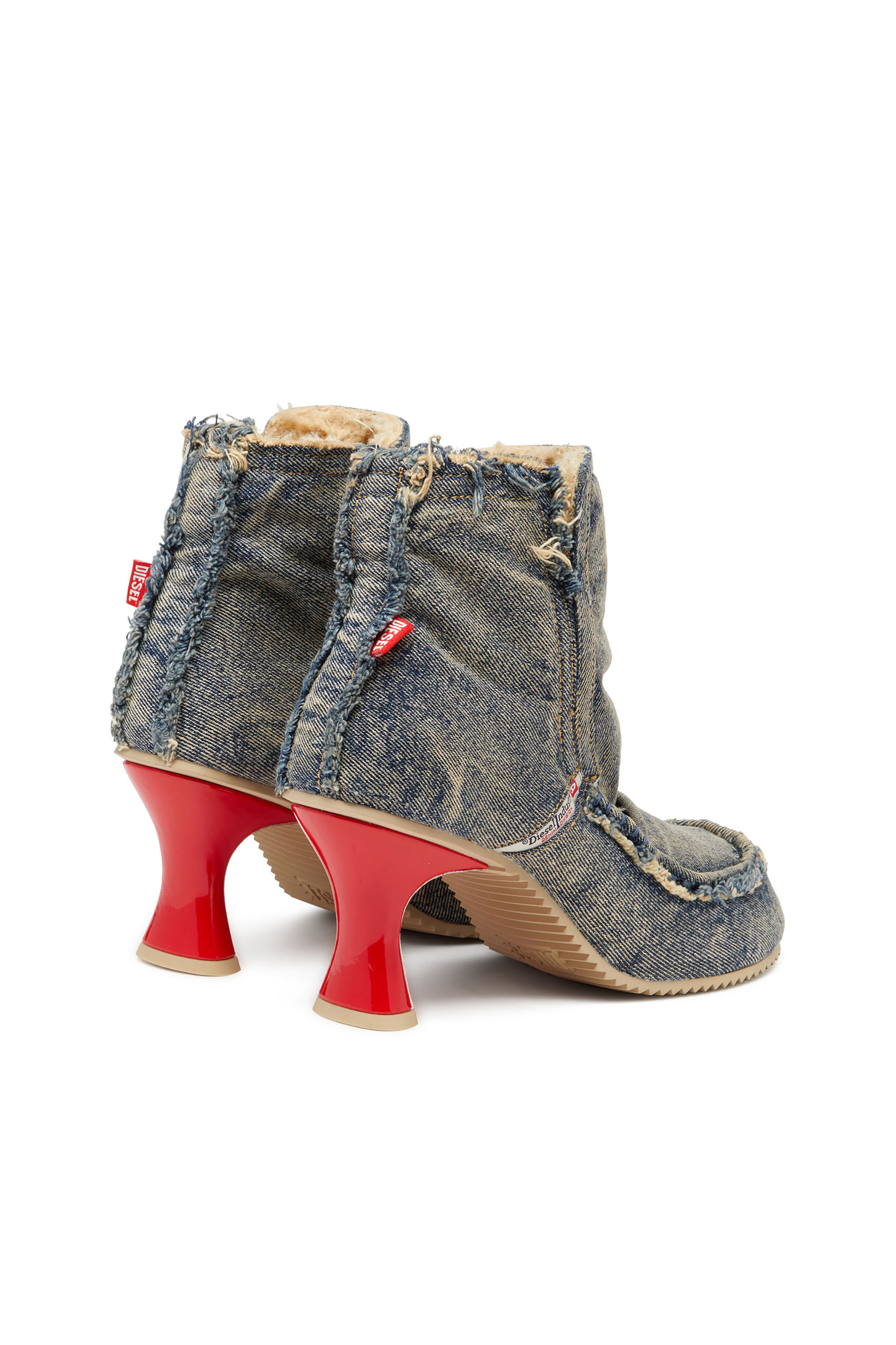 Diesel - D-WOODSTOCK HEEL AB, Female's D-Woodstock - Denim boots with heel in Blue - 4