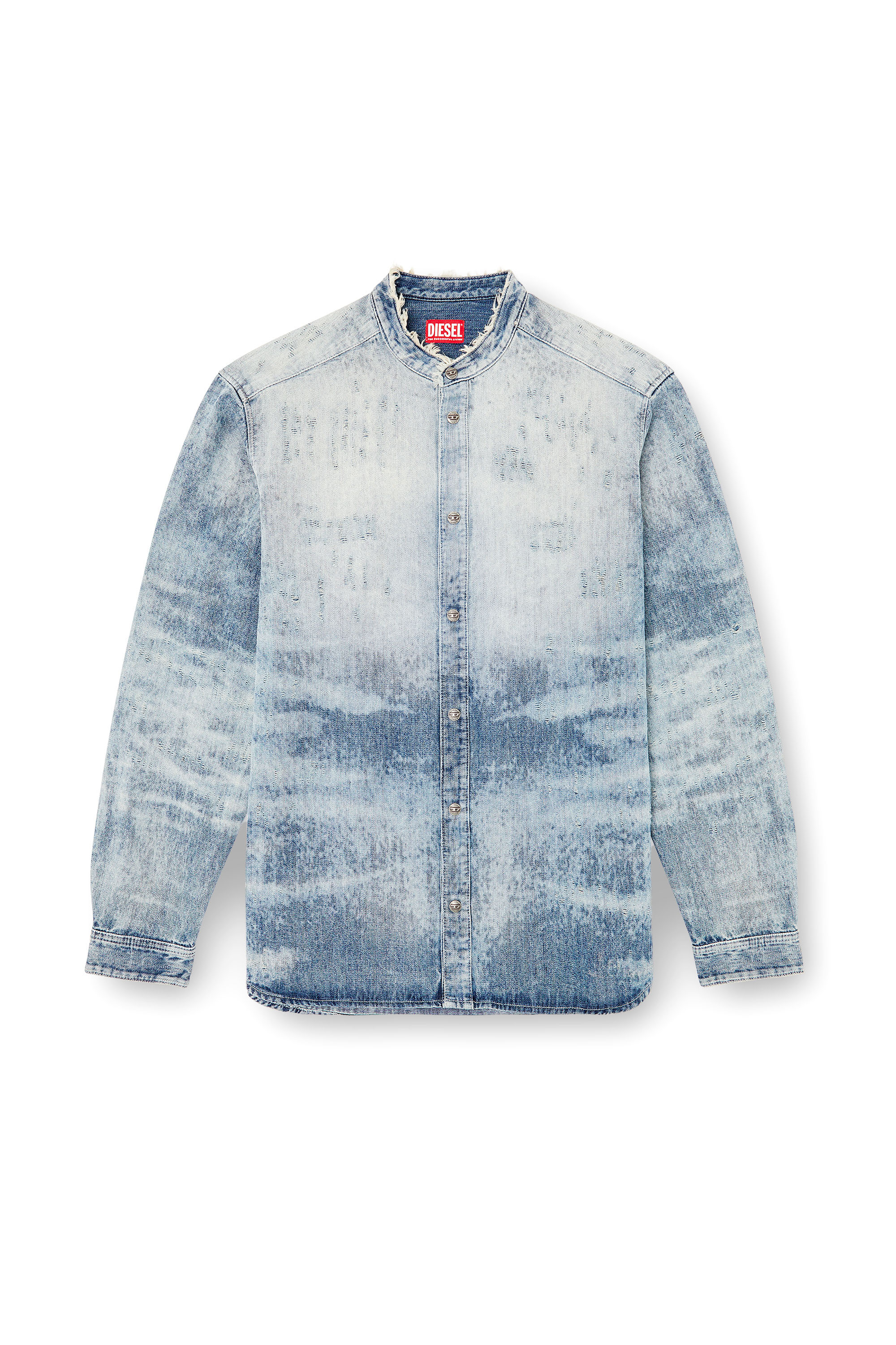 Diesel - D-SIMP-FSH, Male's Shirt in distressed honeycomb denim in Light Blue - 3