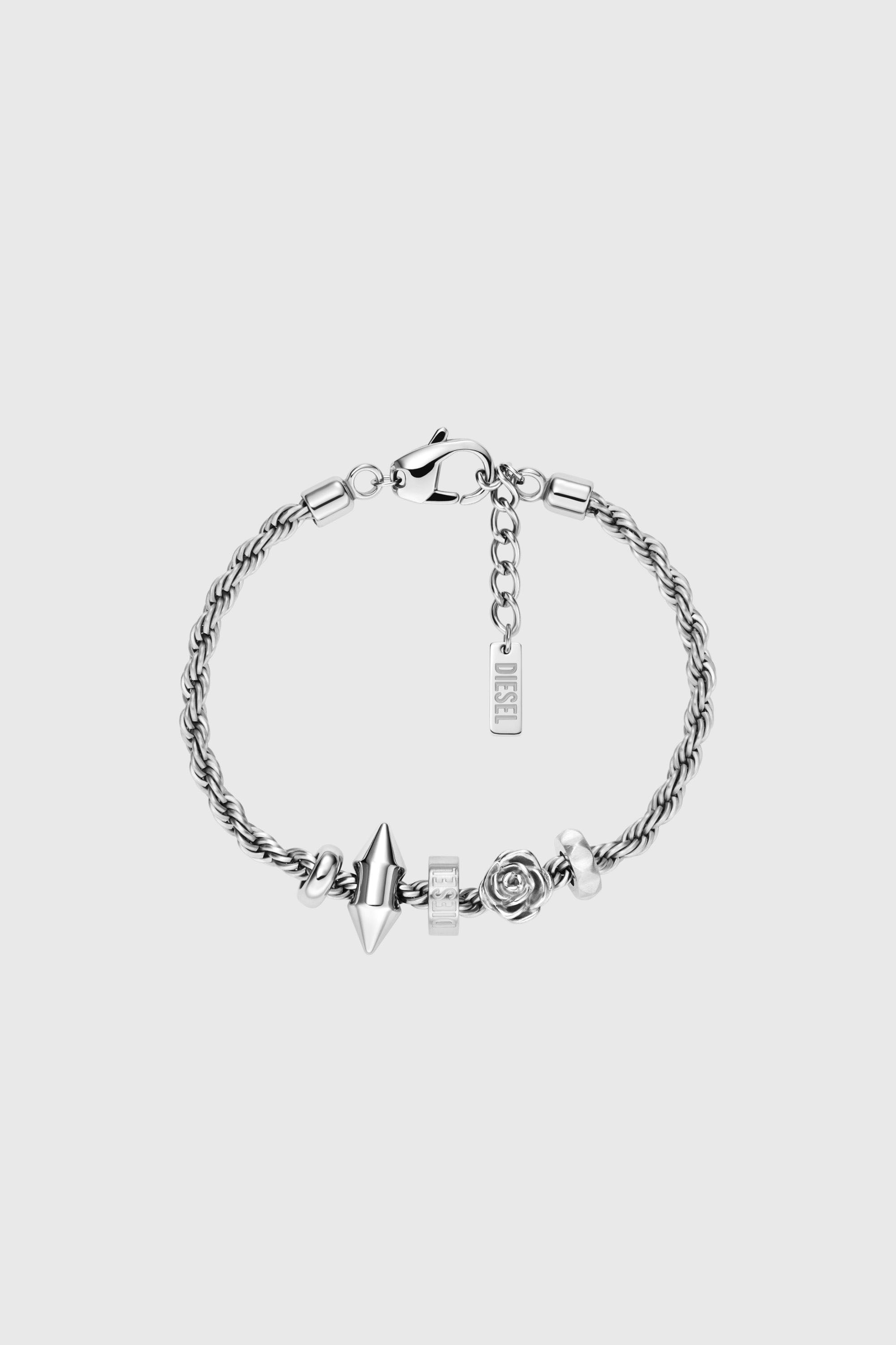 Diesel - DX1622040 JEWELLERY, Pulsera con charms de acero inoxidable Unisex in Plateado - 1