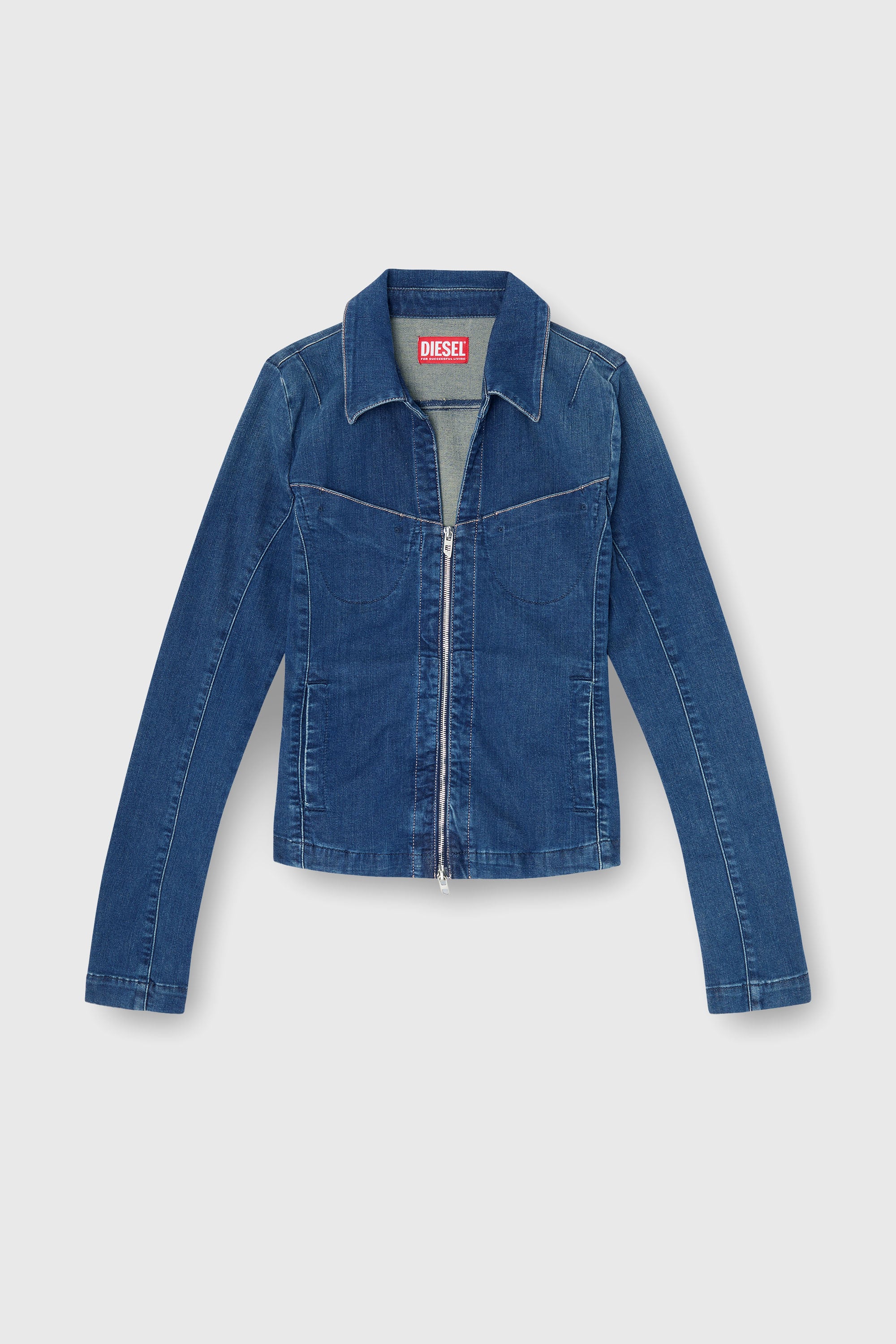 Diesel - DE-QUINOR-S1, Chemise zipp&eacute;e en denim Femme in Bleu - 2
