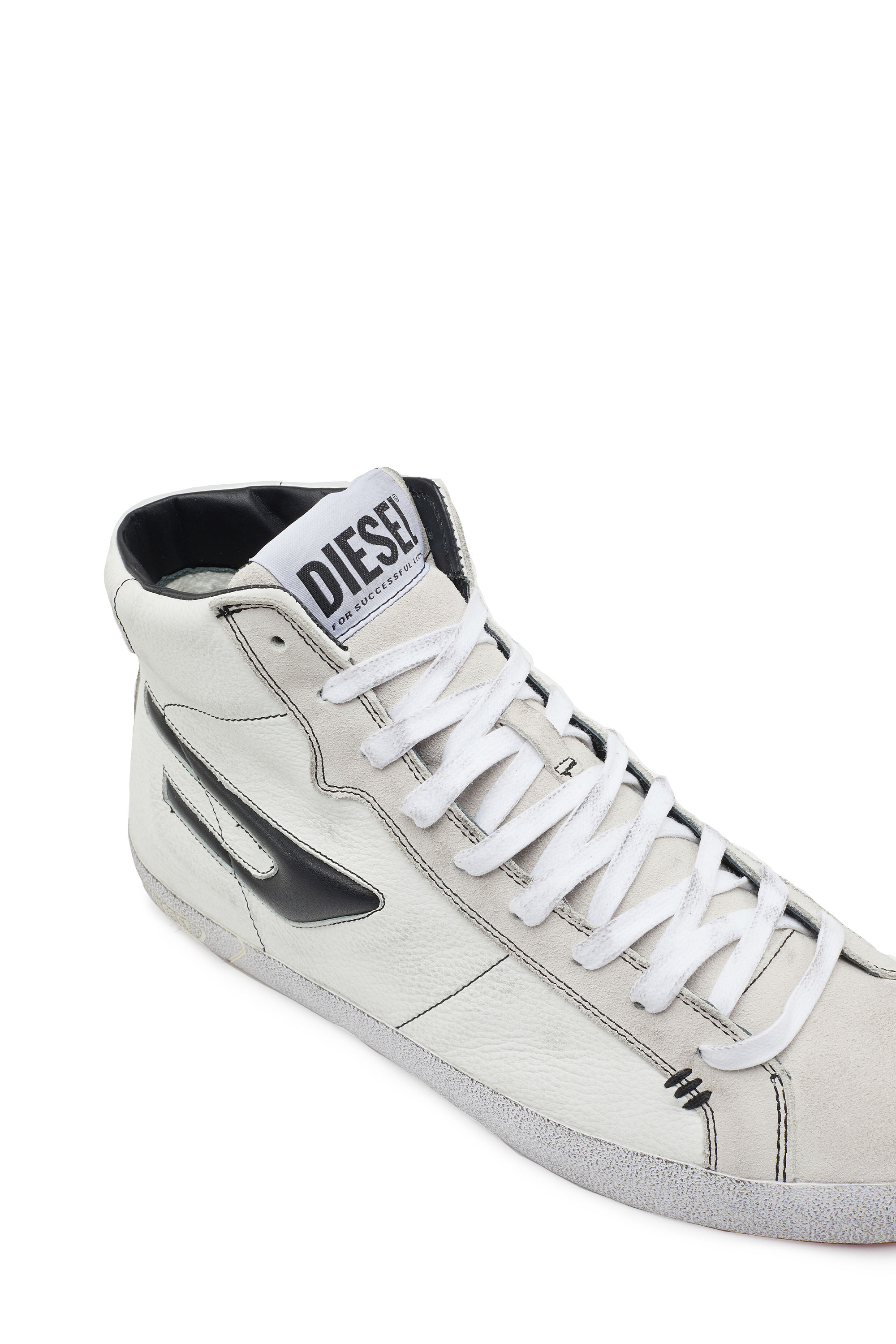 Diesel - S-LEROJI MID, Man's S-Leroji Mid - High-top leather sneakers with D logo in White - 6