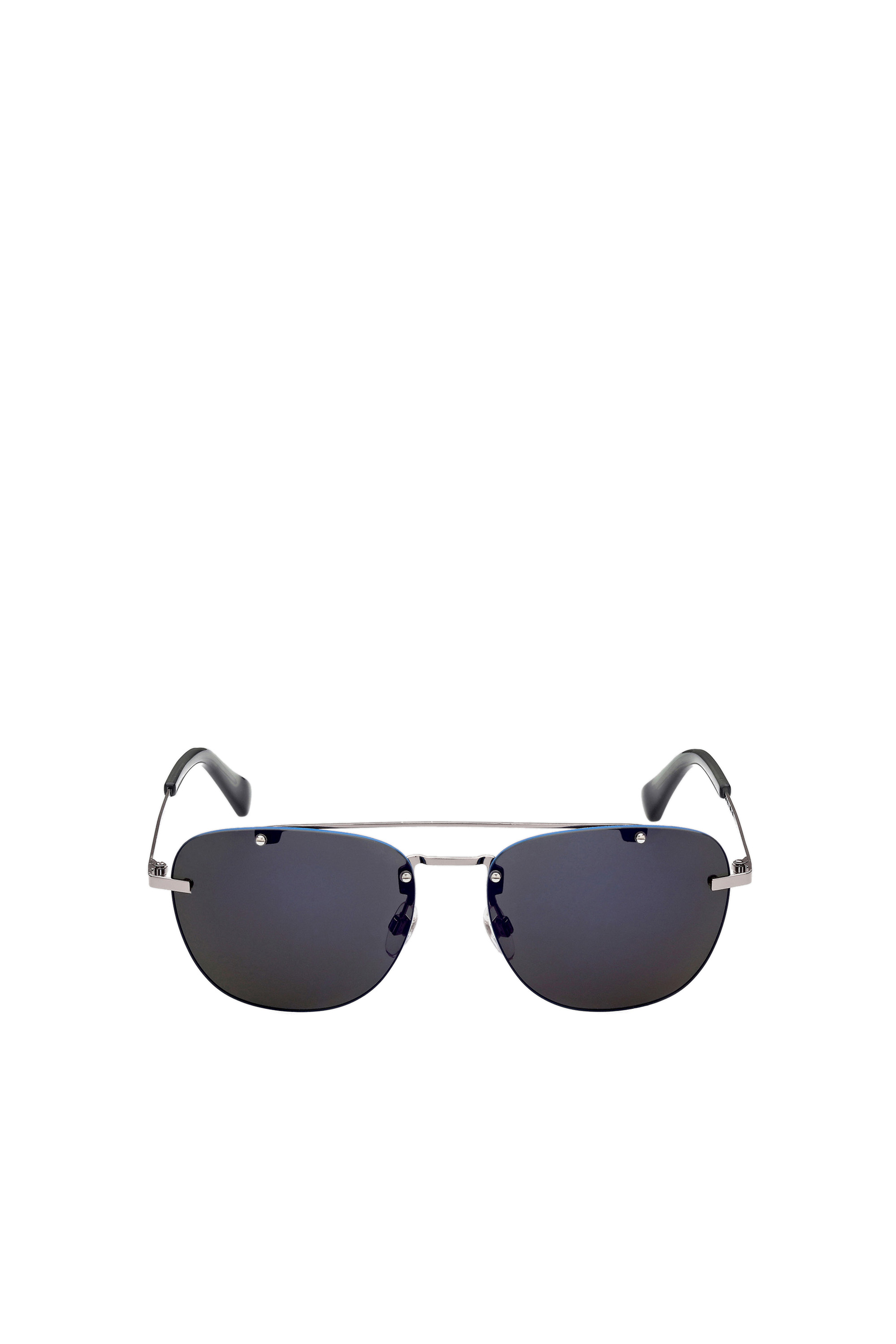 Diesel - DL0350, Man's Lightweight squared metal sunglasses with a double bridge in Grey/Blue - 1