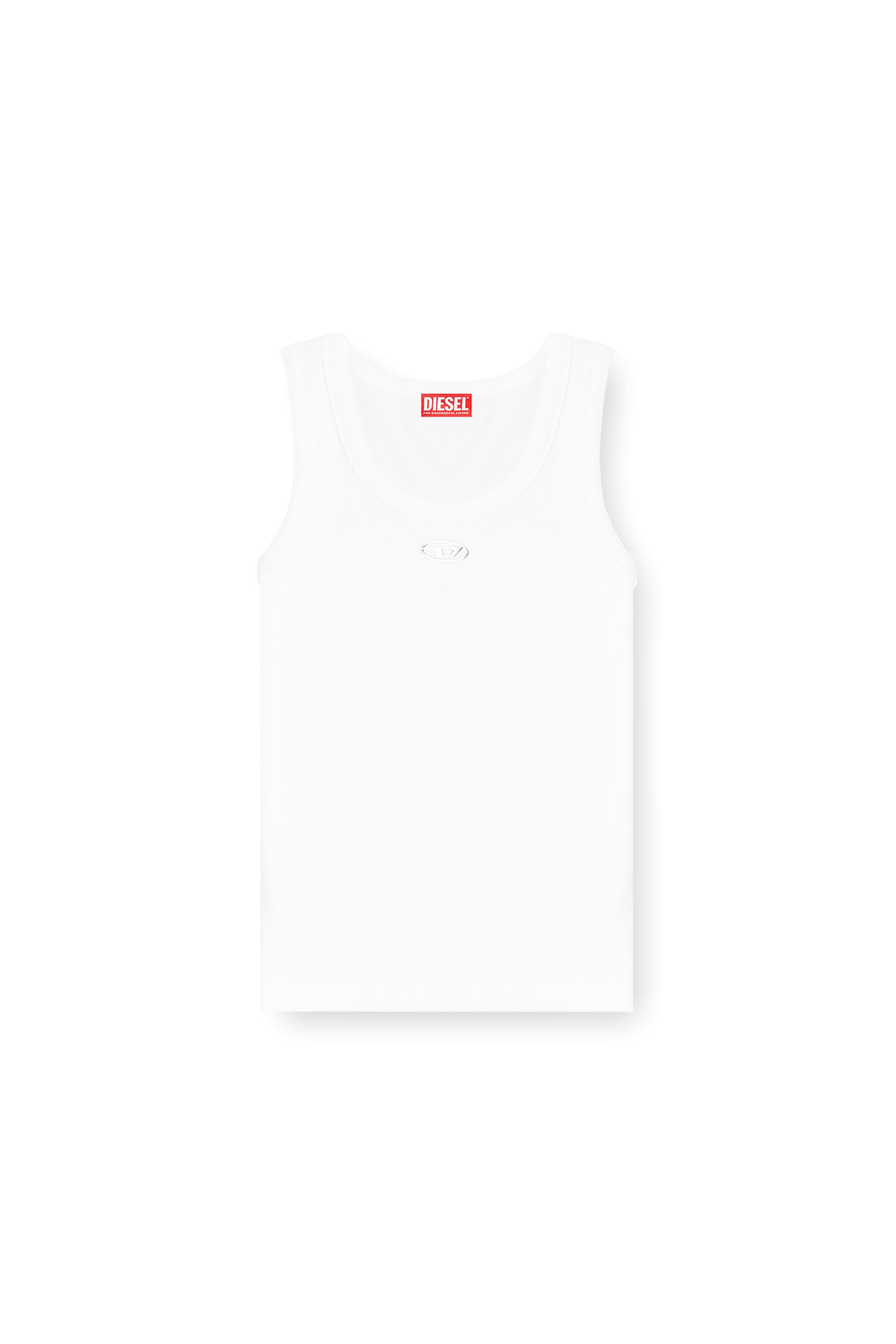 Diesel - T-ANKI-OD, D&eacute;bardeur ajust&eacute; c&ocirc;tel&eacute; avec Ovale D m&eacute;tallique Femme in Blanc - 3