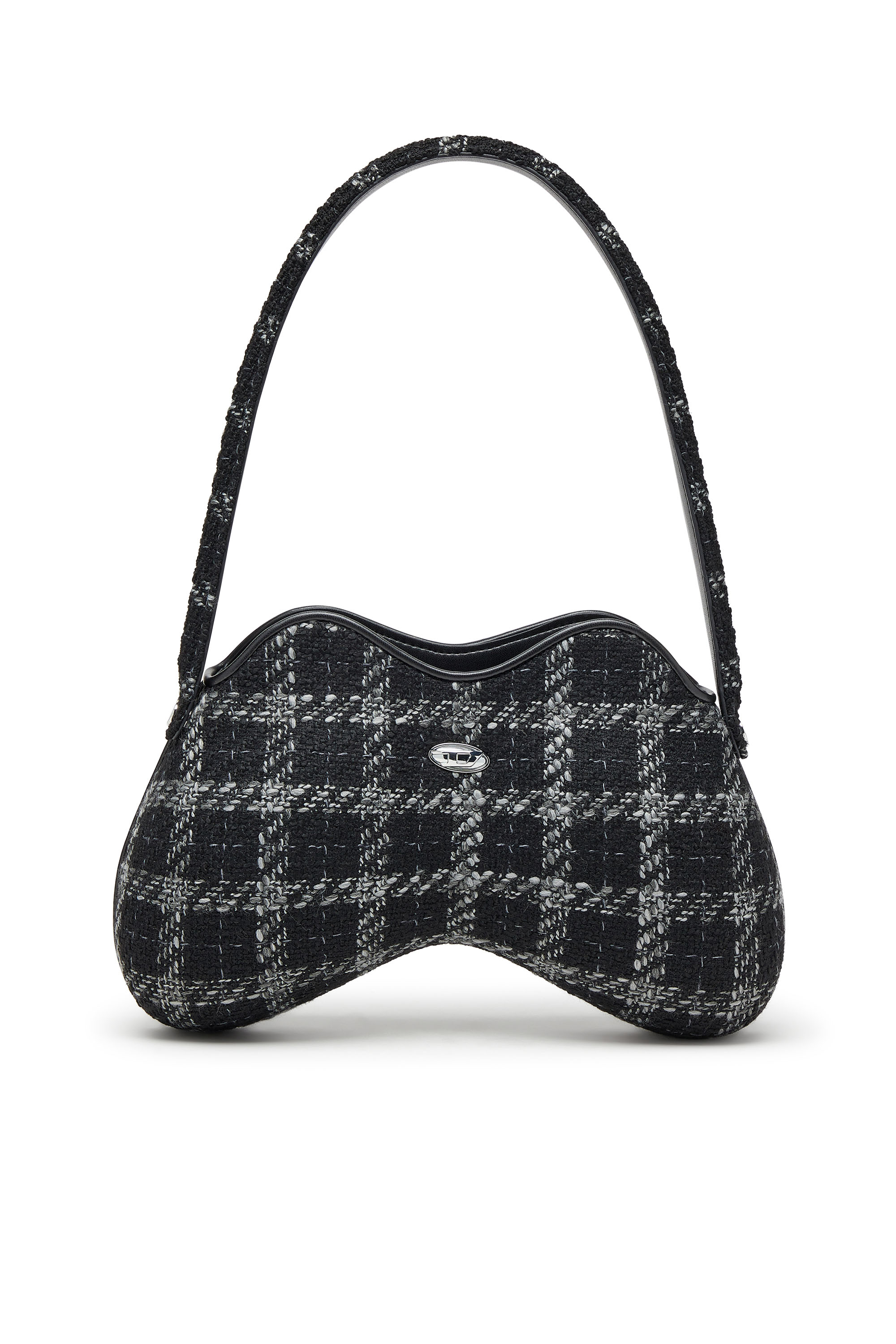 Diesel - DOUBLE-D SHOULDER, Sac à épaule avec motif pied-de-poule Femme in Noir - 1