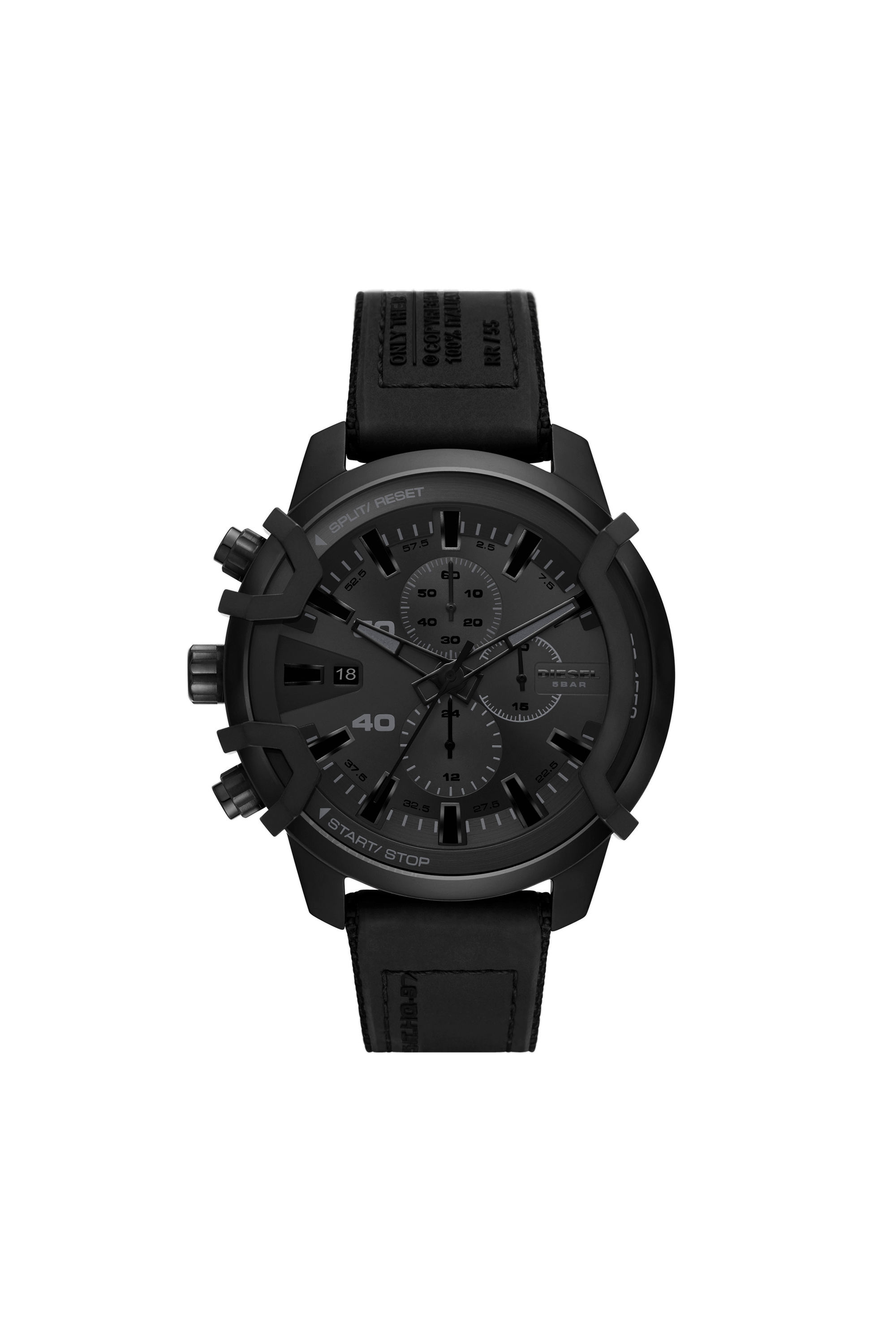 DIESEL ブラック アナログ 腕時計 DZ-4556 DZ4556 Man: Griffed chronograph black canvas watch | Diesel