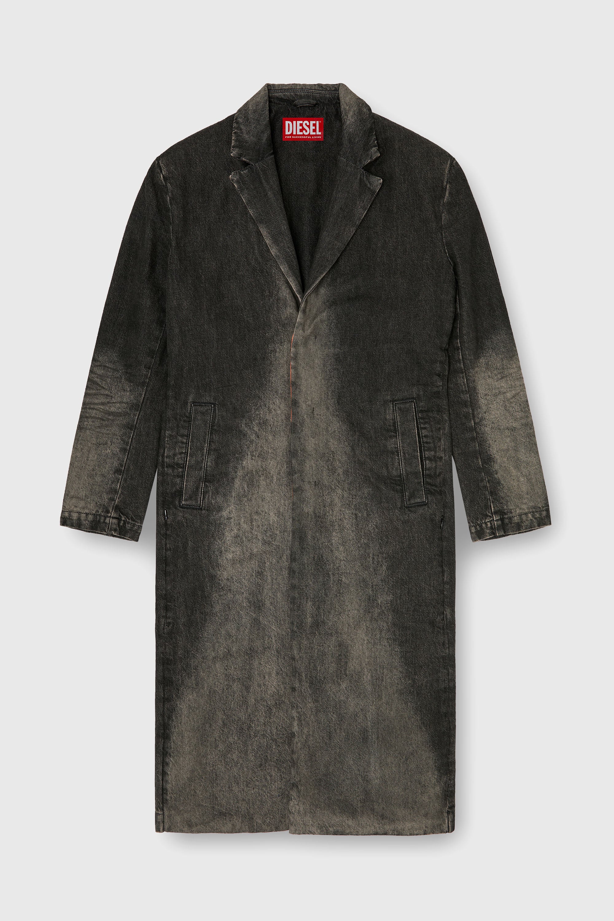 Diesel - D-IANCH-FSJ, Manteau long en denim effet us&eacute; Mixte in Noir - 2