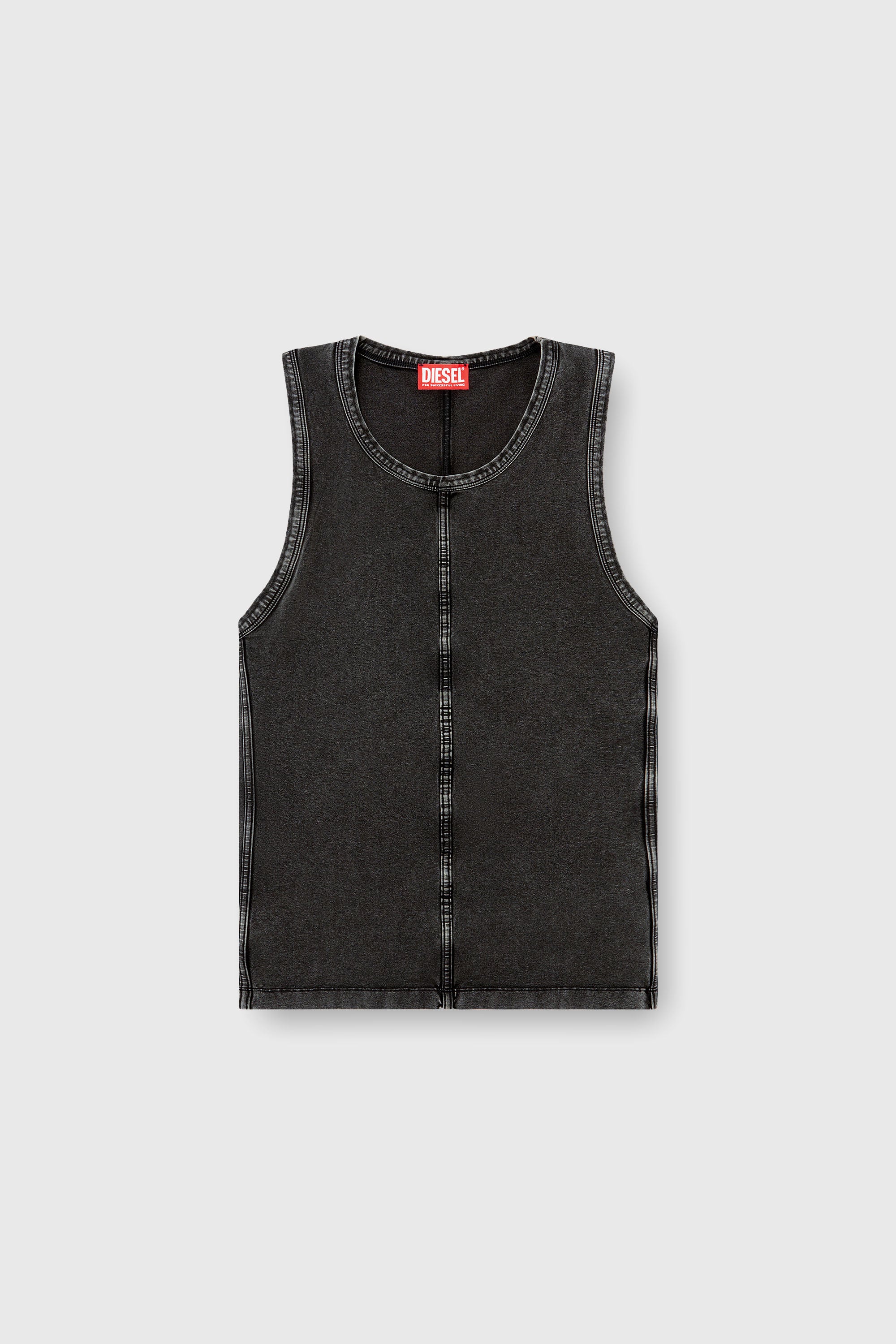 Diesel - T-MELY-SL, Man's Tank top in denim-look jersey in Black - 2