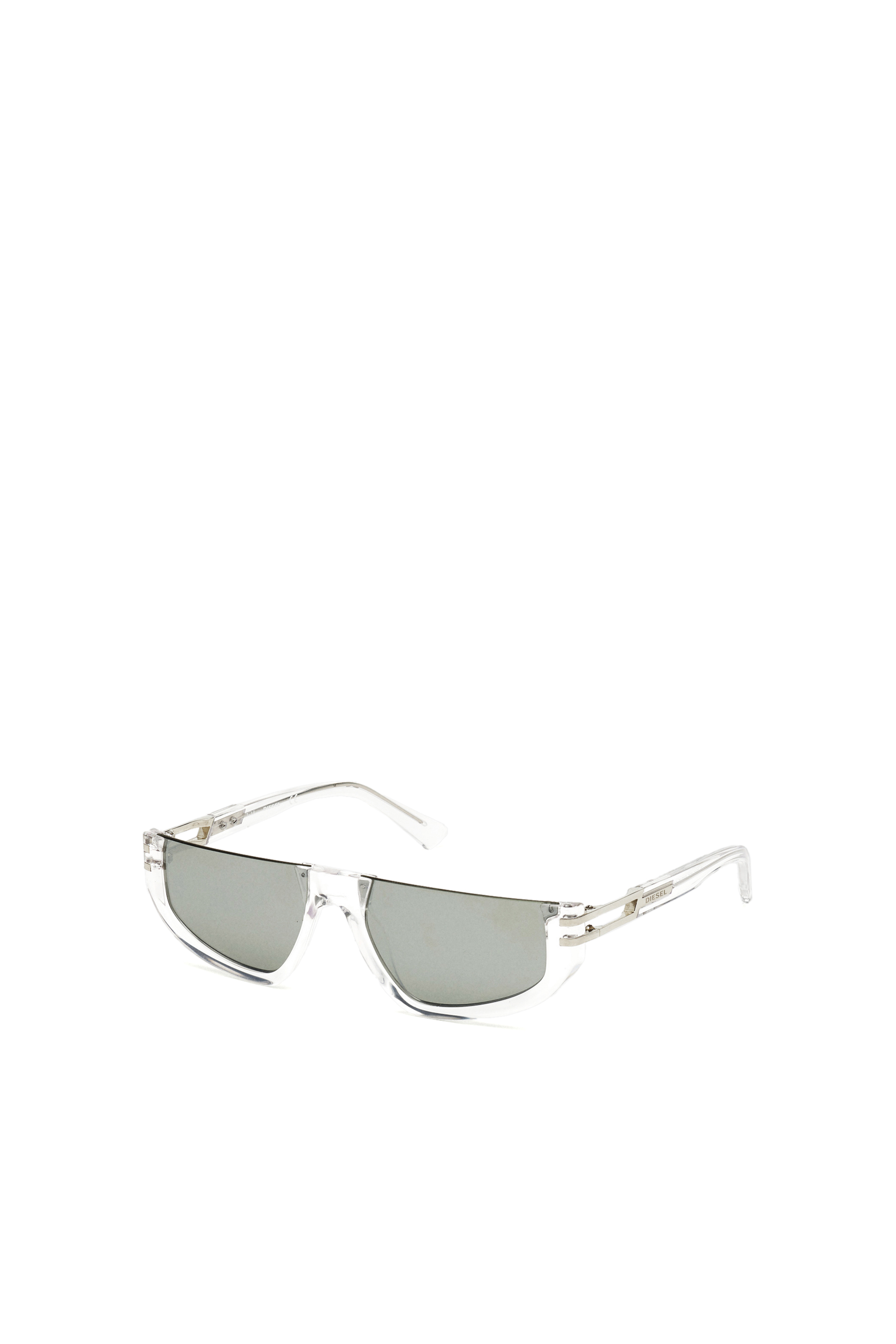 Diesel - DL0315, Man's Wraparound frame with mirror lenses in White - 2