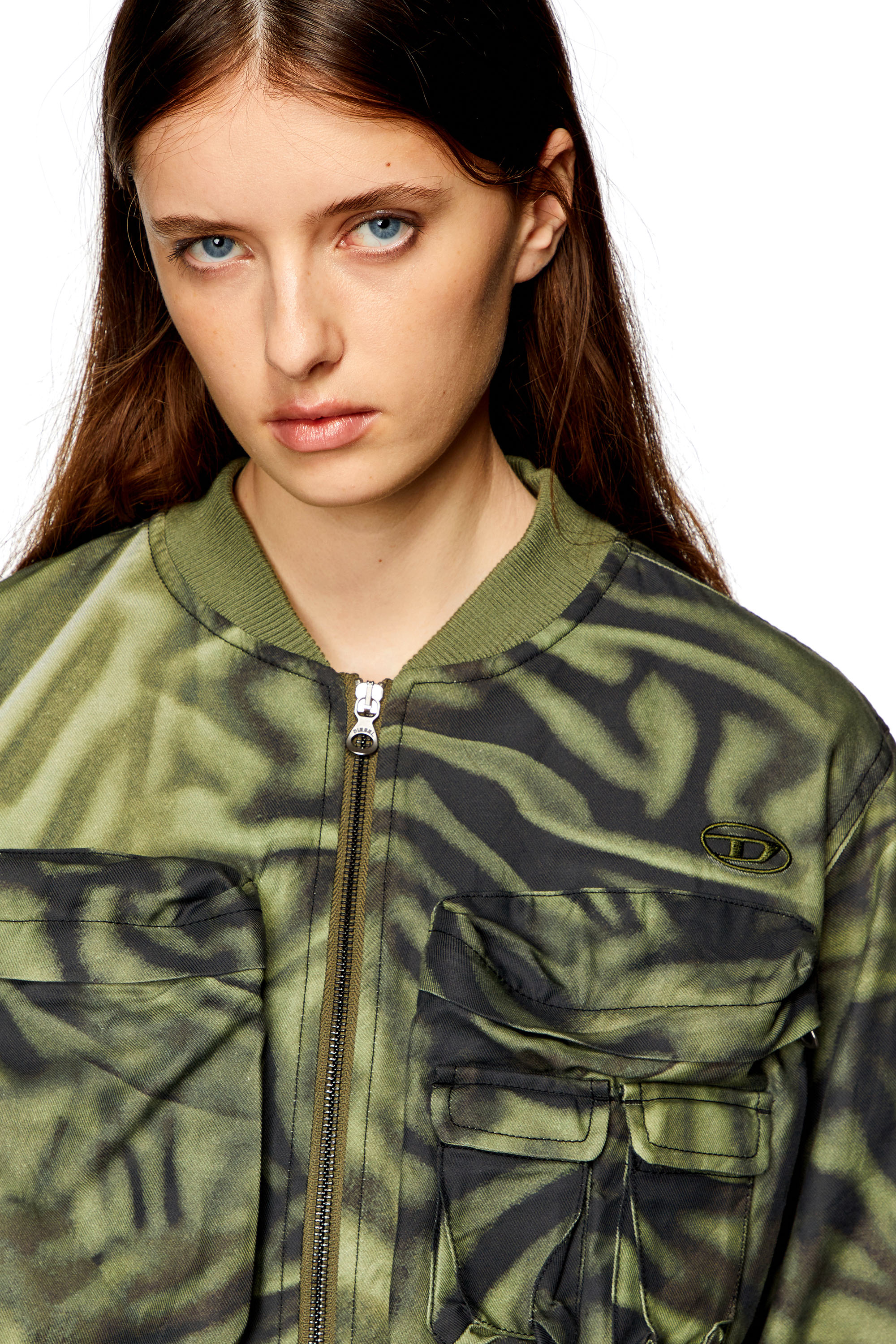 Women's Cargo bomber in zebra-camo twill Multicolor Diesel