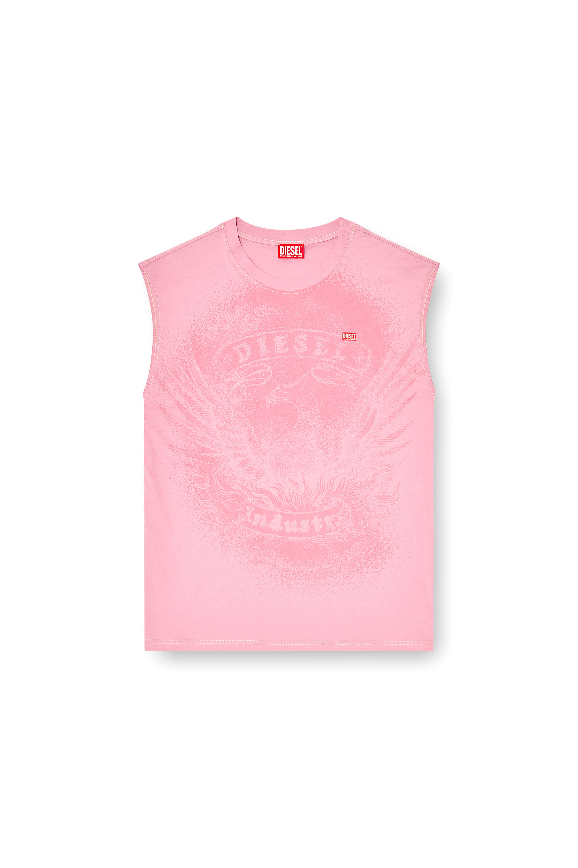 Diesel - T-BOXT-SL-NOTCH, Man's Sleeveless top in cotton with tonal graphic in Pink - 3