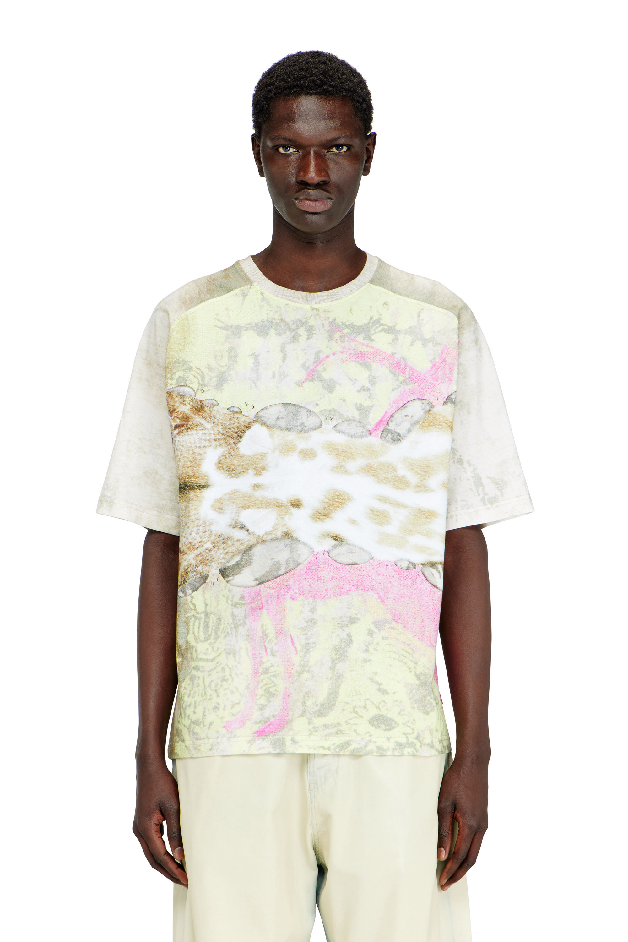 Diesel - T-CLINT, Male's T-shirt with animal print in Grey - 1