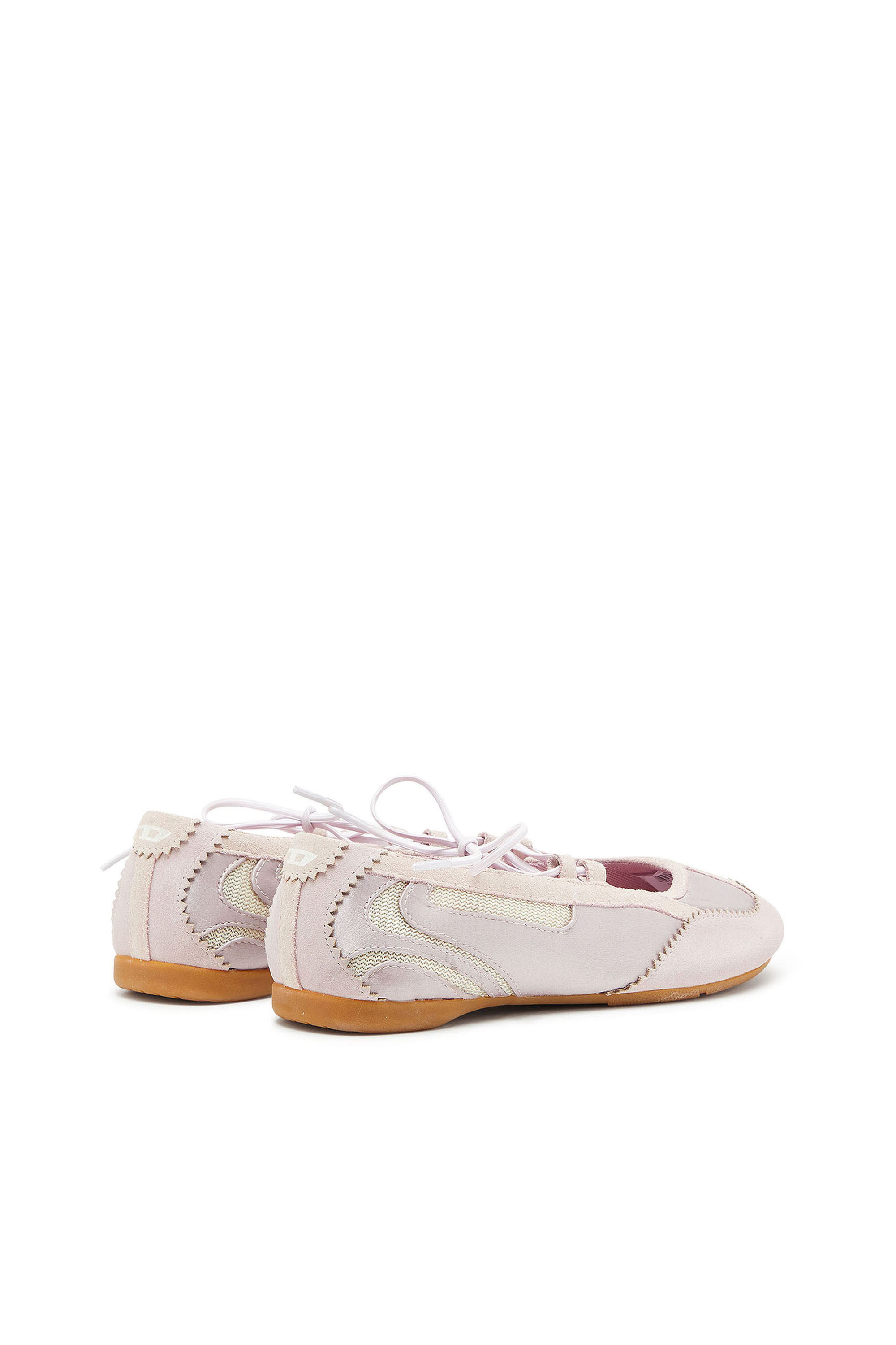 Diesel - D-MILE BALLERINA LACE UP II W, Female's D-Mile - Lace-up ballerina flats in leather and mesh in Pink - 3