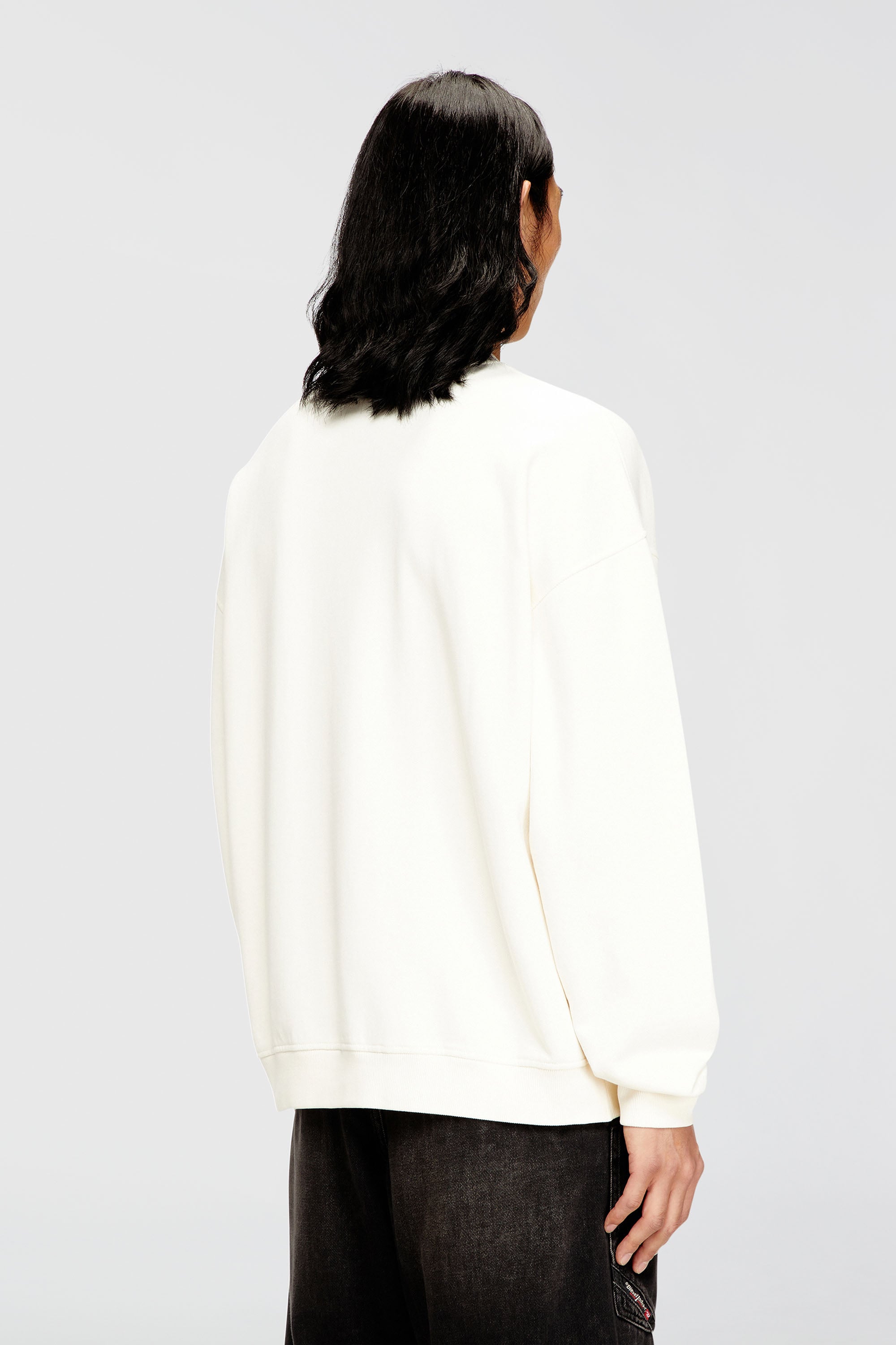Diesel - S-BOXT-N5, Man's Sweatshirt with distressed flocked logo in White/Black - 4